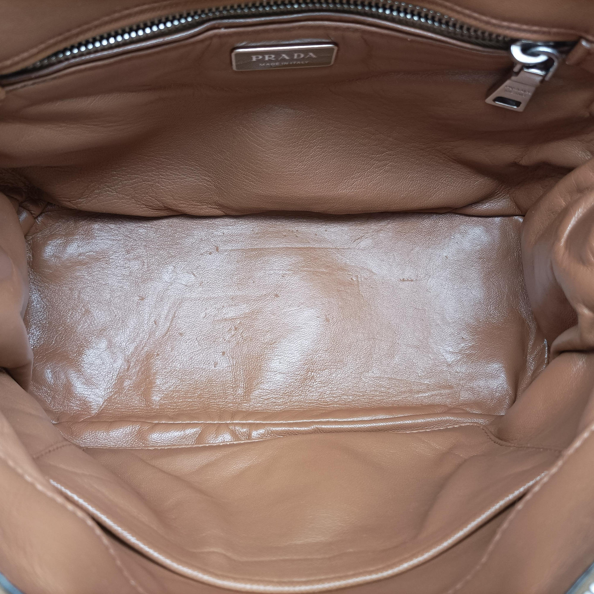 Pre-owned Prada Galleria Brown × Black × White Leather  shoulderbag | stylenewstar