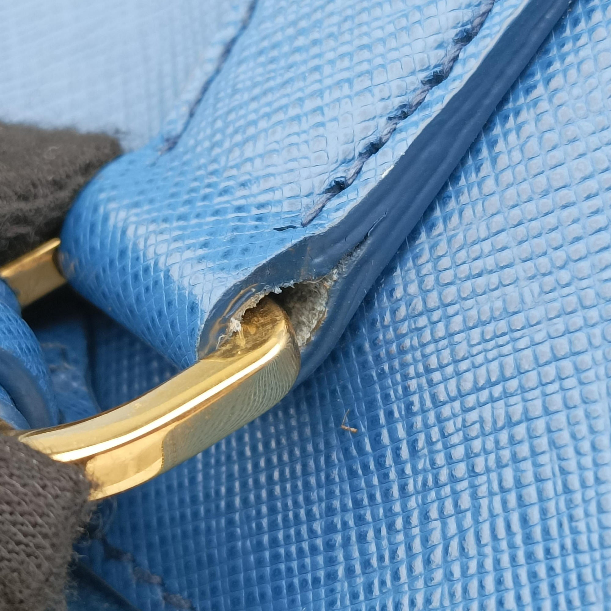 Pre-owned Prada Galleria Blue SAFFIANO Leather BN1801 handbag | stylenewstar