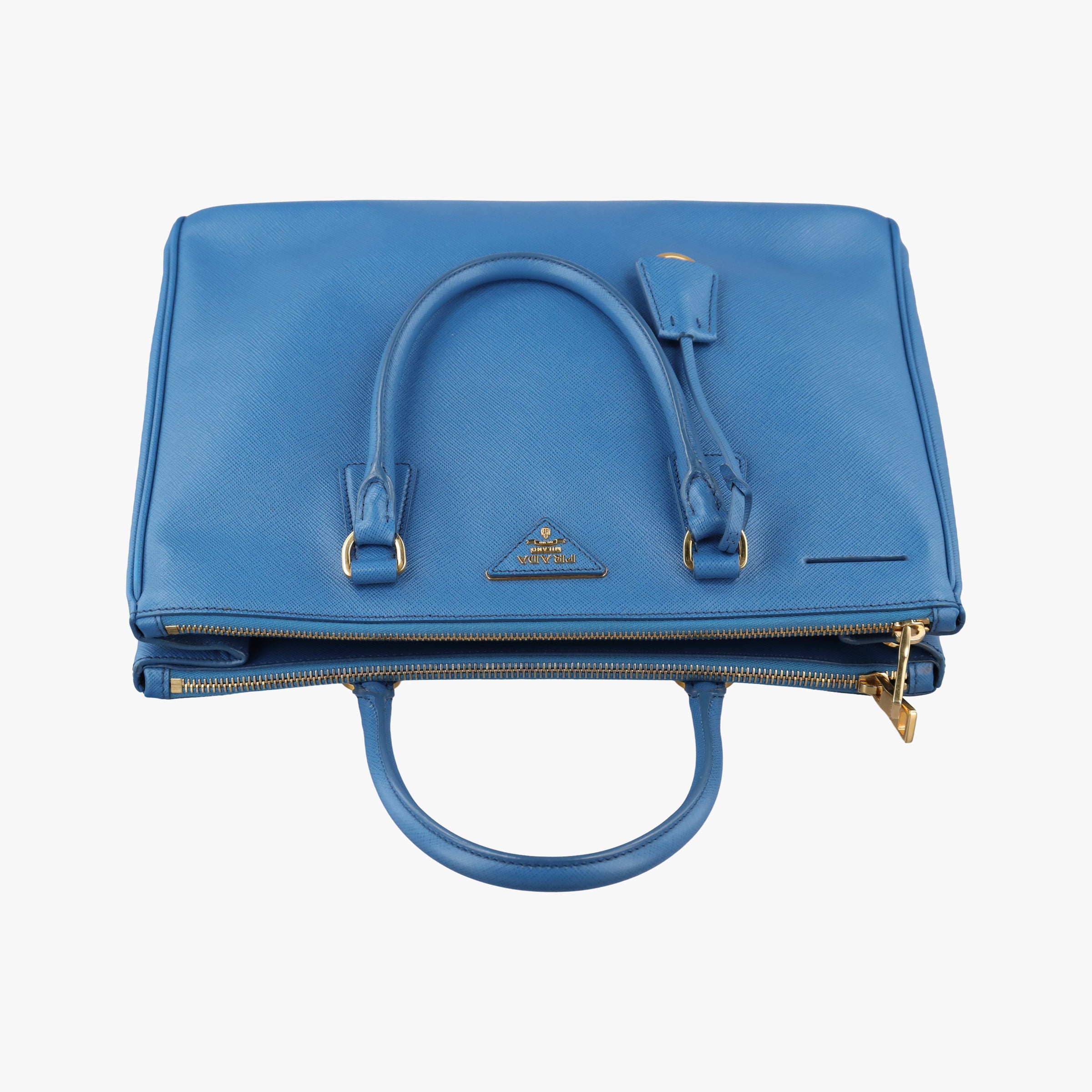 Pre-owned Prada Galleria Blue SAFFIANO Leather BN1801 handbag | stylenewstar