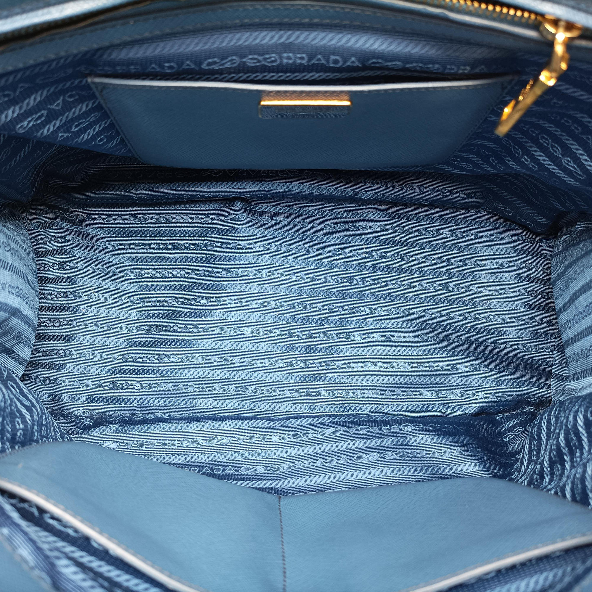 Pre-owned Prada Galleria Blue SAFFIANO Leather BN1801 handbag | stylenewstar