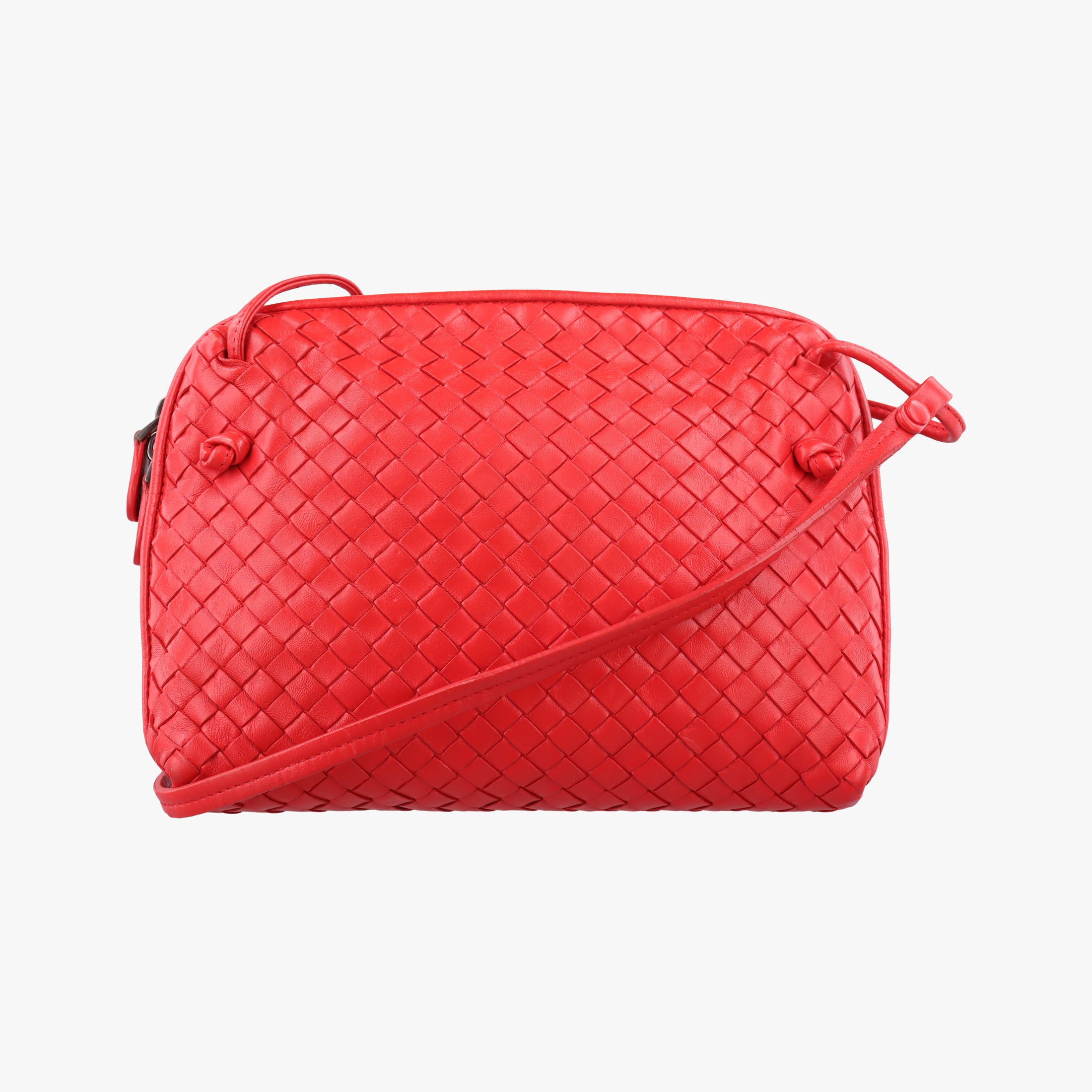 Pre-owned Bottega Veneta NODINI Intrecciato Red lambskin  shoulderbag | stylenewstar