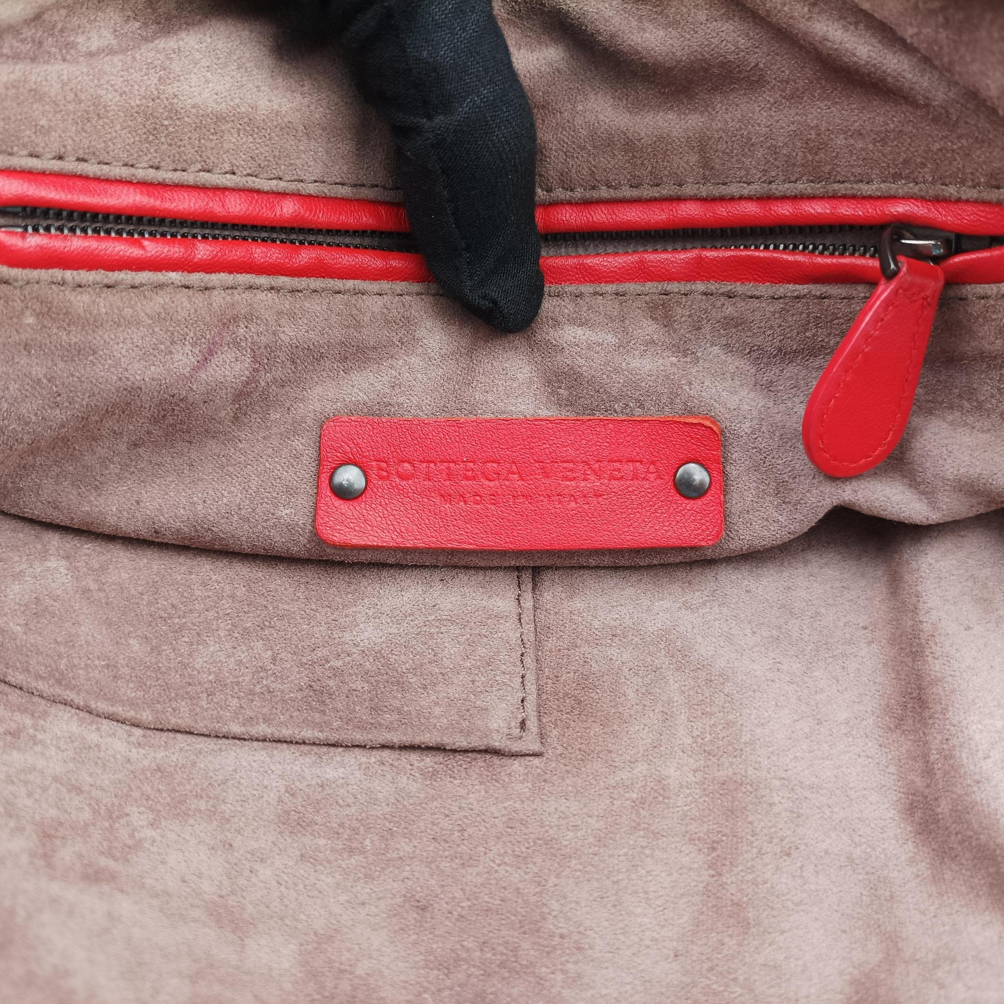 Pre-owned Bottega Veneta NODINI Intrecciato Red lambskin  shoulderbag | stylenewstar