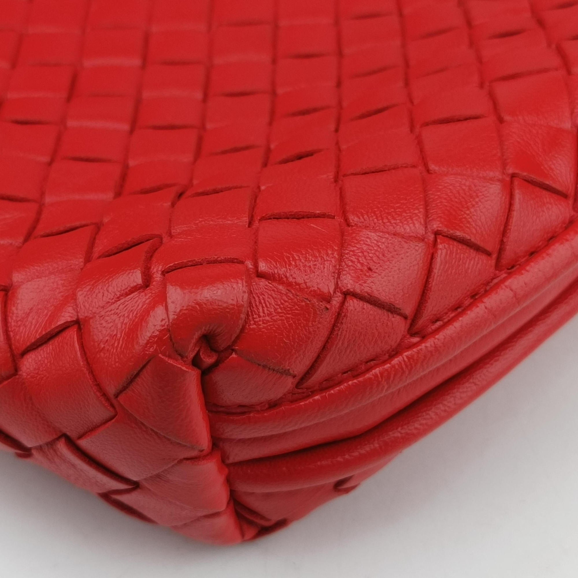 Pre-owned Bottega Veneta NODINI Intrecciato Red lambskin  shoulderbag | stylenewstar