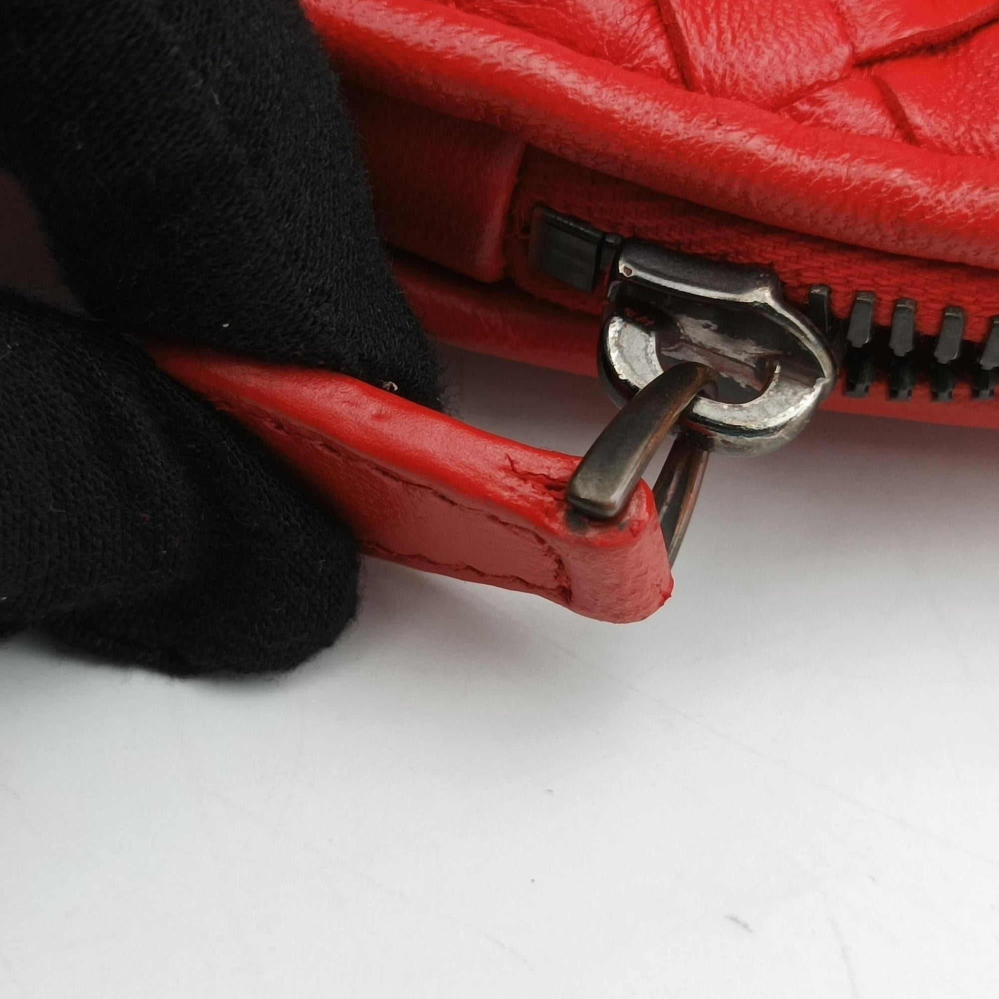 Pre-owned Bottega Veneta NODINI Intrecciato Red lambskin  shoulderbag | stylenewstar