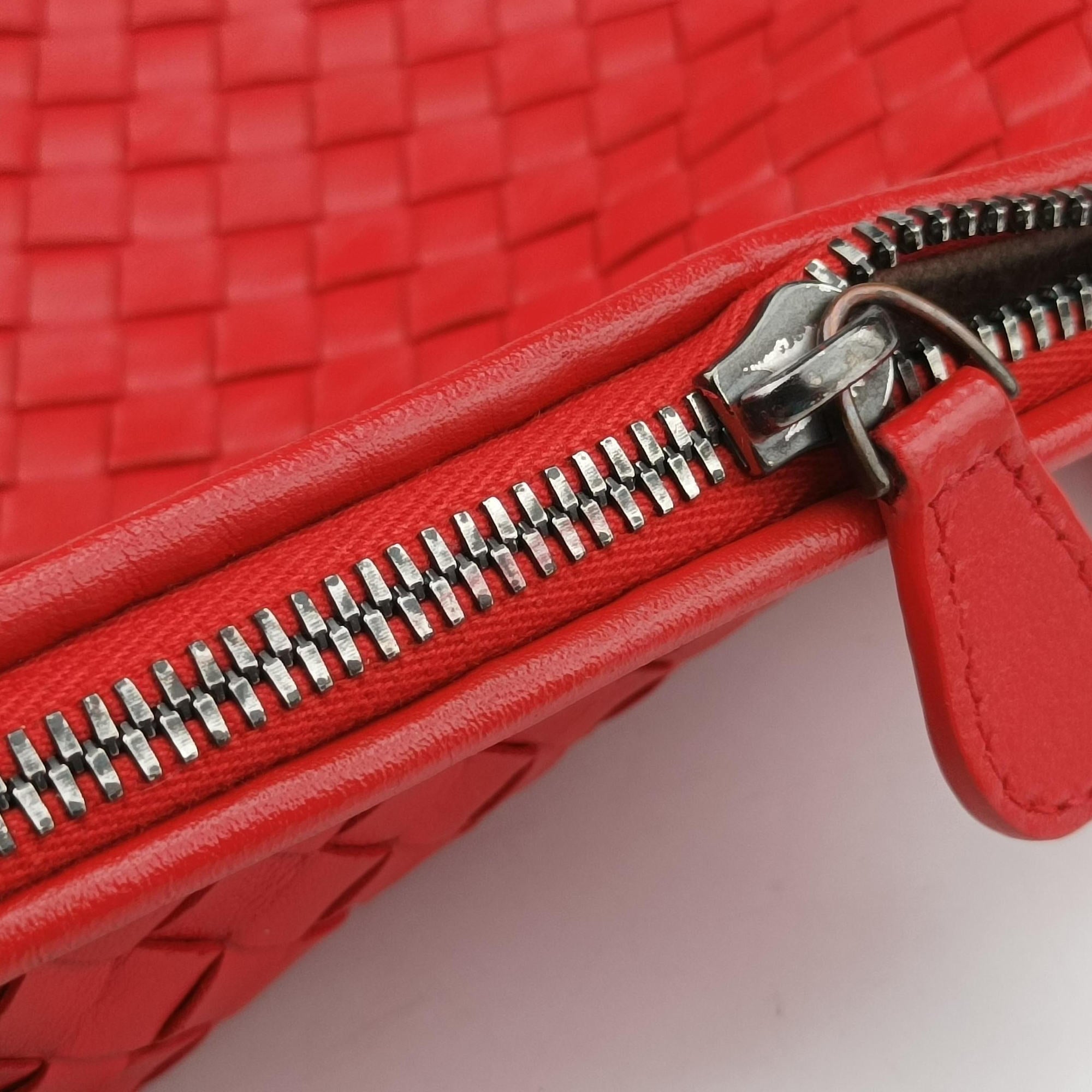 Pre-owned Bottega Veneta NODINI Intrecciato Red lambskin  shoulderbag | stylenewstar