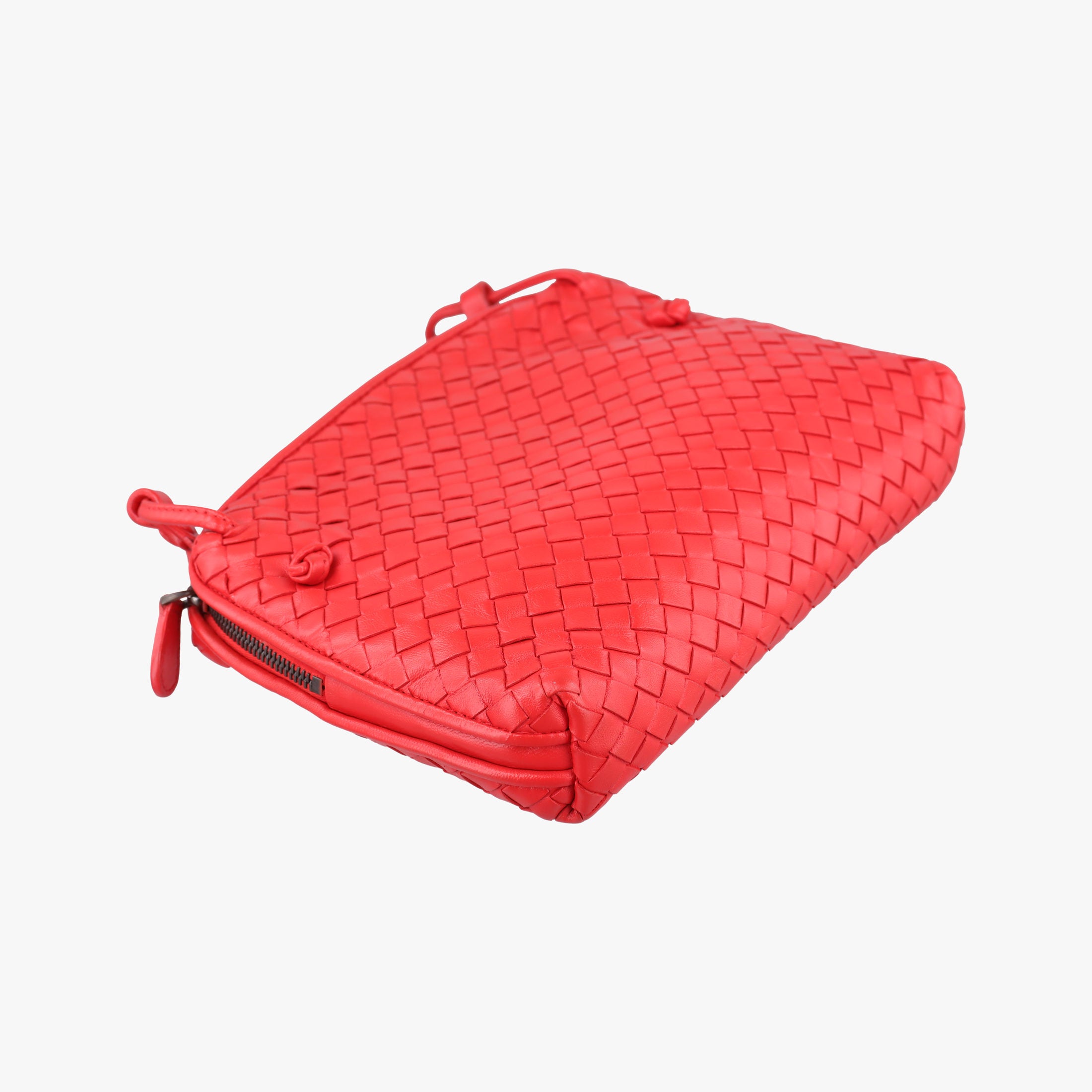 Pre-owned Bottega Veneta NODINI Intrecciato Red lambskin  shoulderbag | stylenewstar