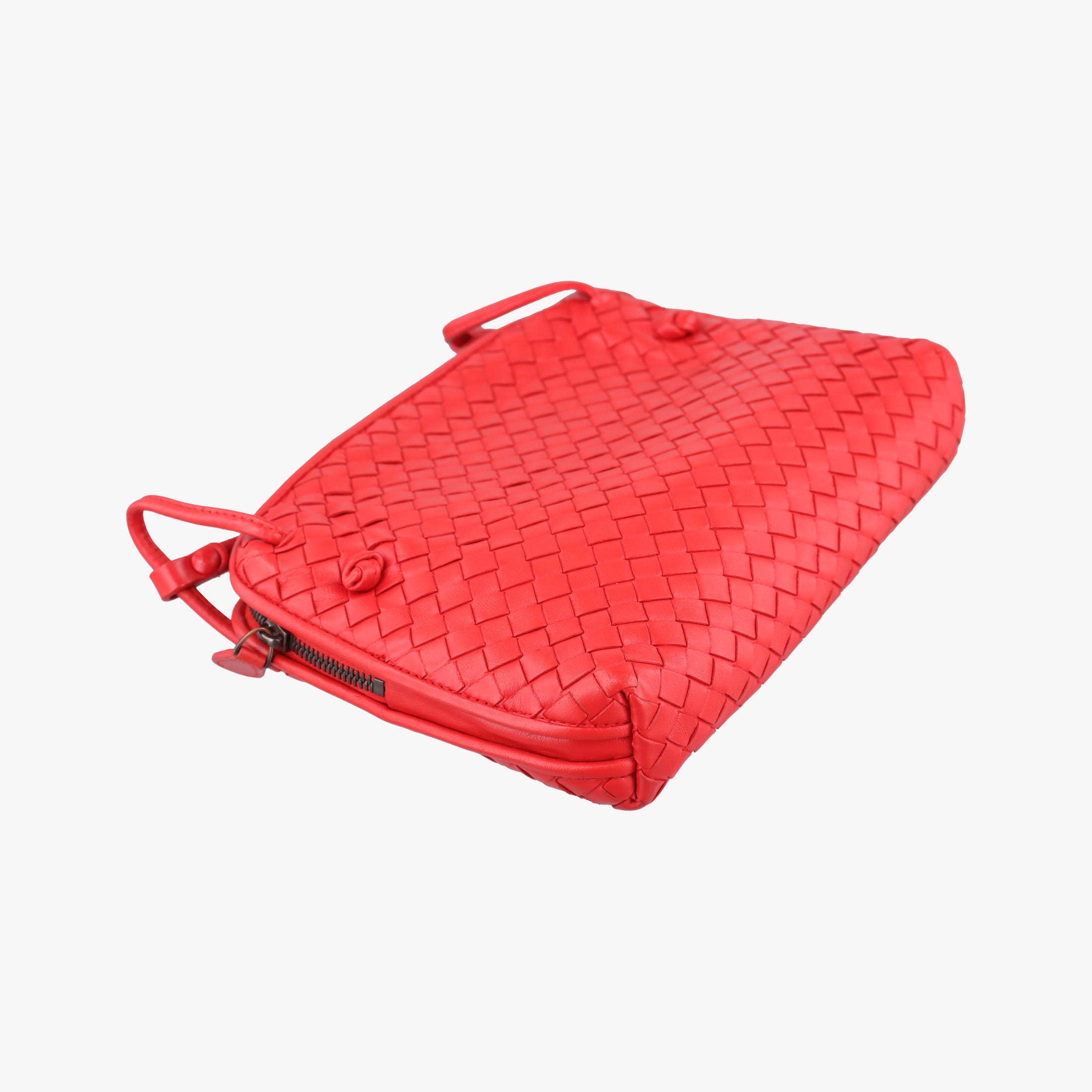 Pre-owned Bottega Veneta NODINI Intrecciato Red lambskin  shoulderbag | stylenewstar