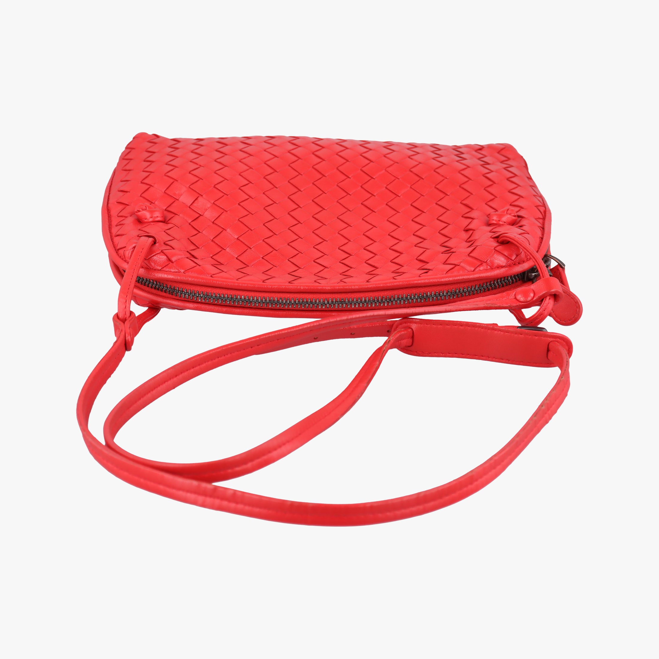 Pre-owned Bottega Veneta NODINI Intrecciato Red lambskin  shoulderbag | stylenewstar