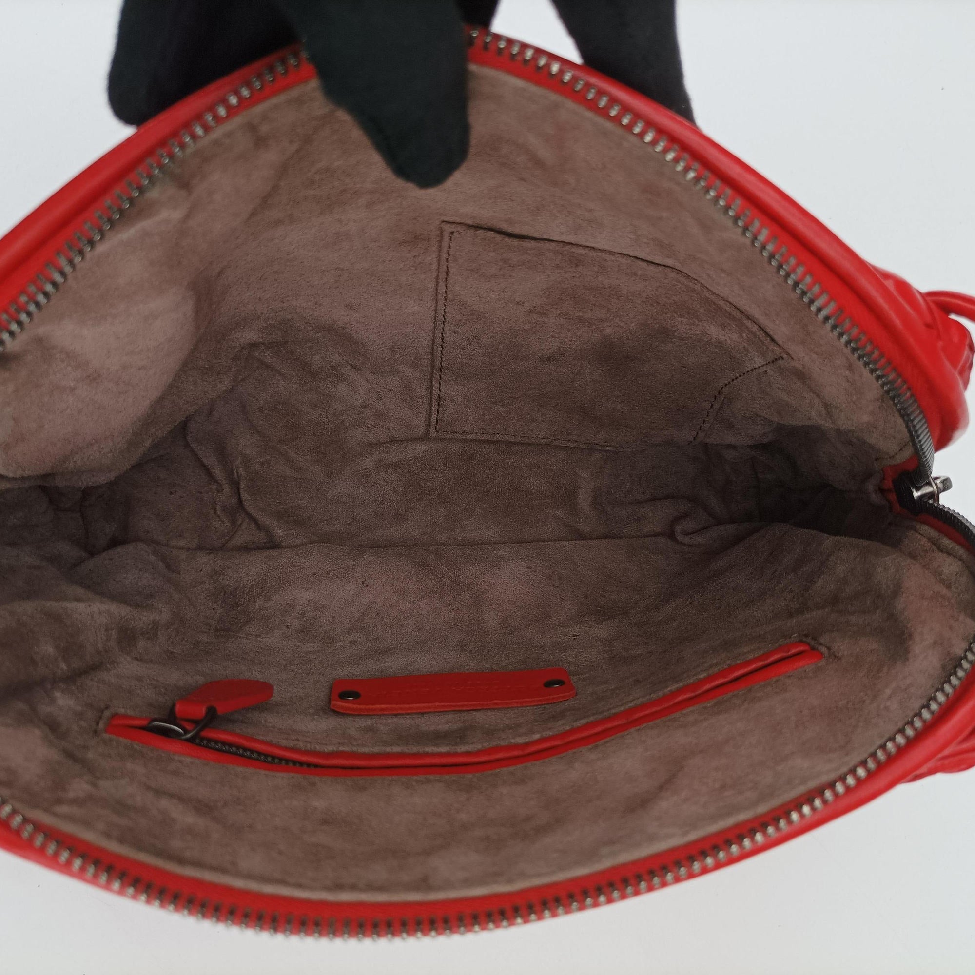 Pre-owned Bottega Veneta NODINI Intrecciato Red lambskin  shoulderbag | stylenewstar