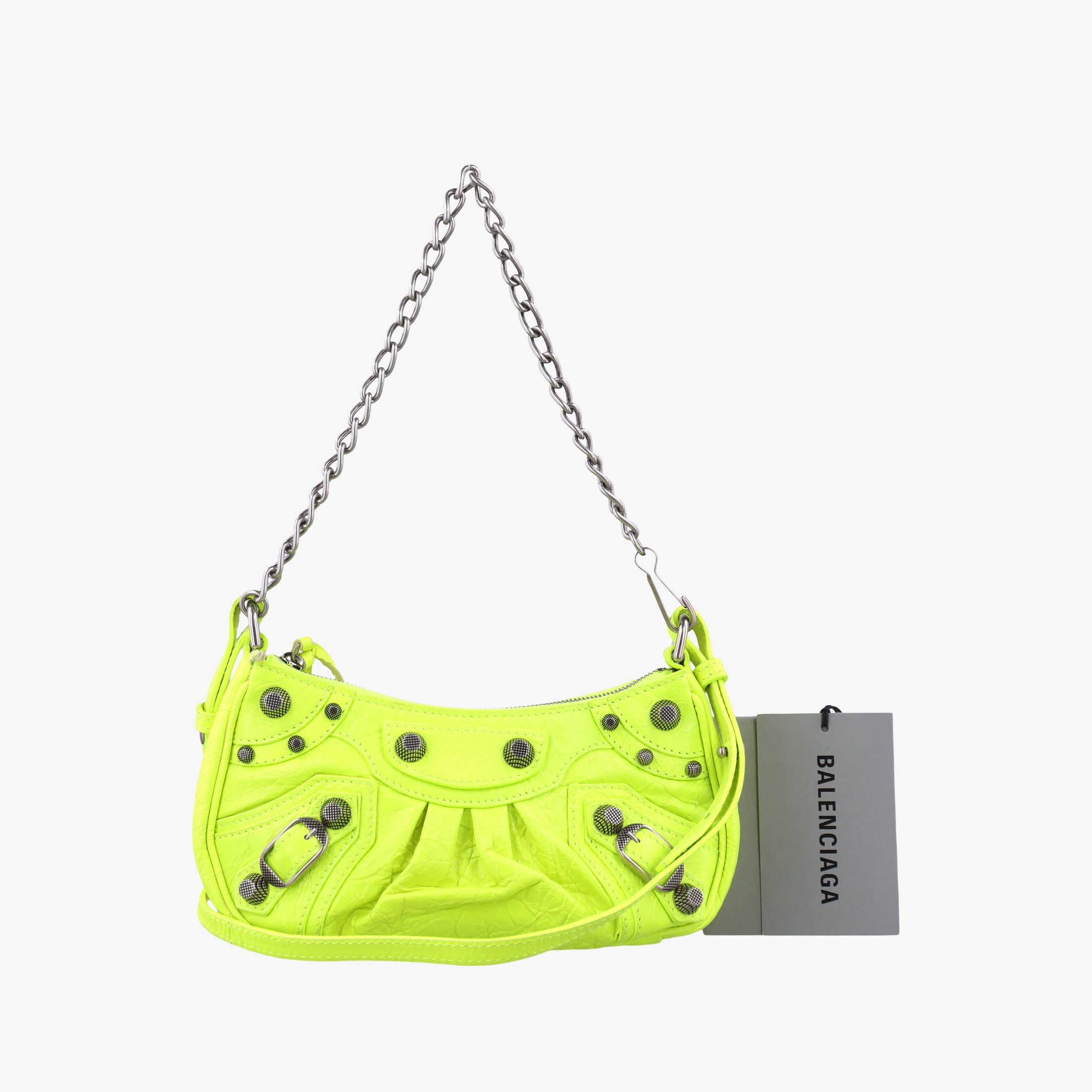 Pre-owned Balenciaga Le Cagole YellowGreen lambskin  shoulderbag | stylenewstar
