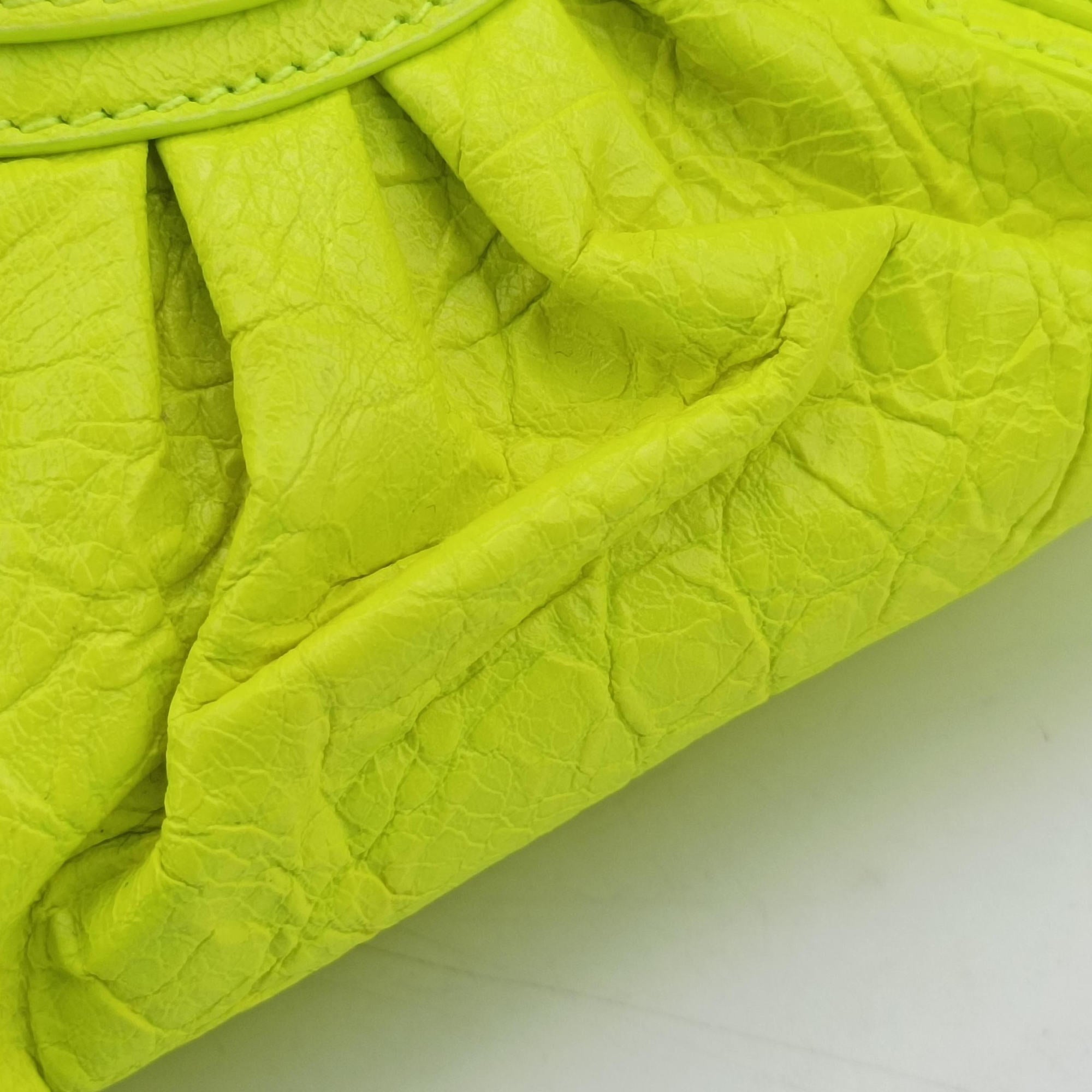 Pre-owned Balenciaga Le Cagole YellowGreen lambskin  shoulderbag | stylenewstar
