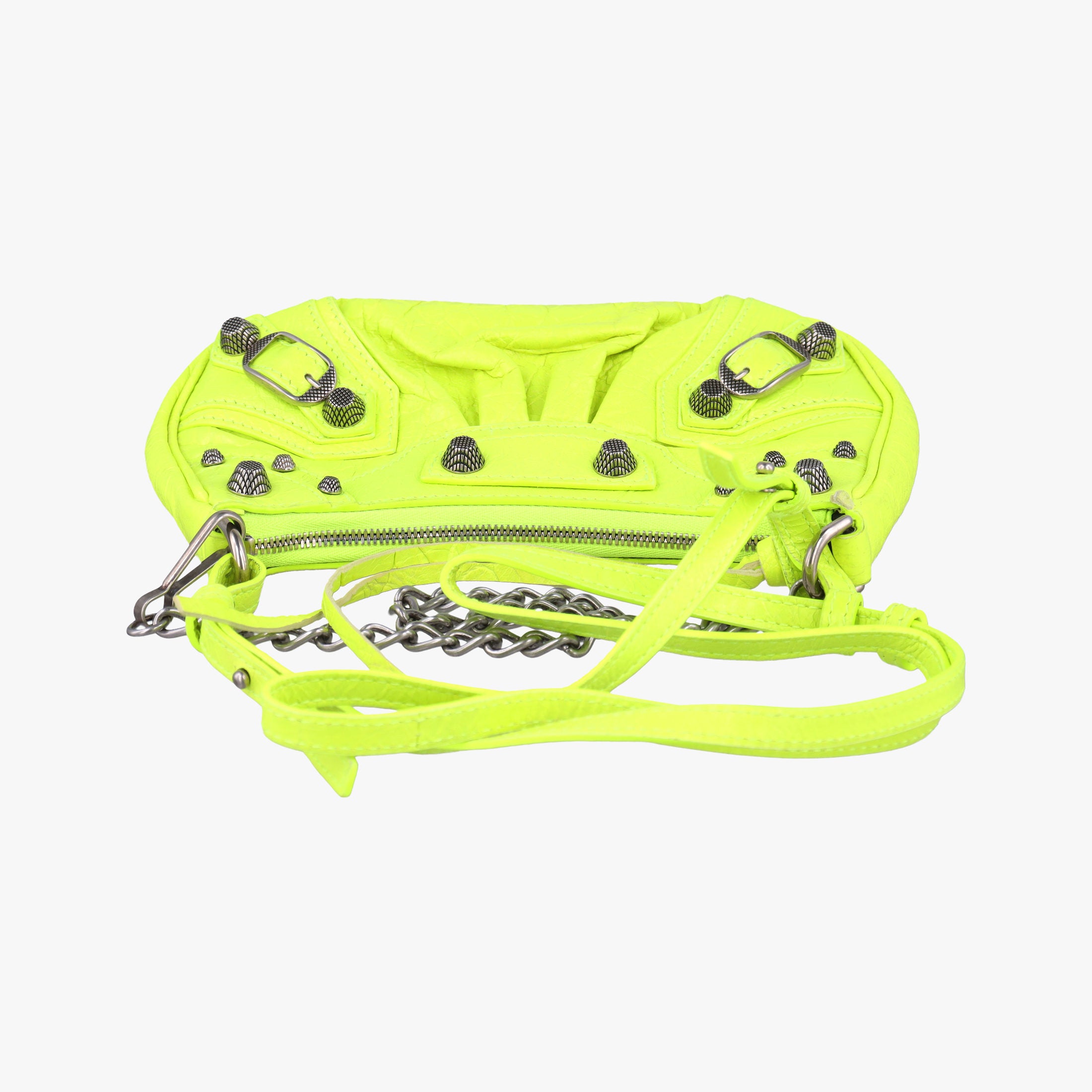 Pre-owned Balenciaga Le Cagole YellowGreen lambskin  shoulderbag | stylenewstar
