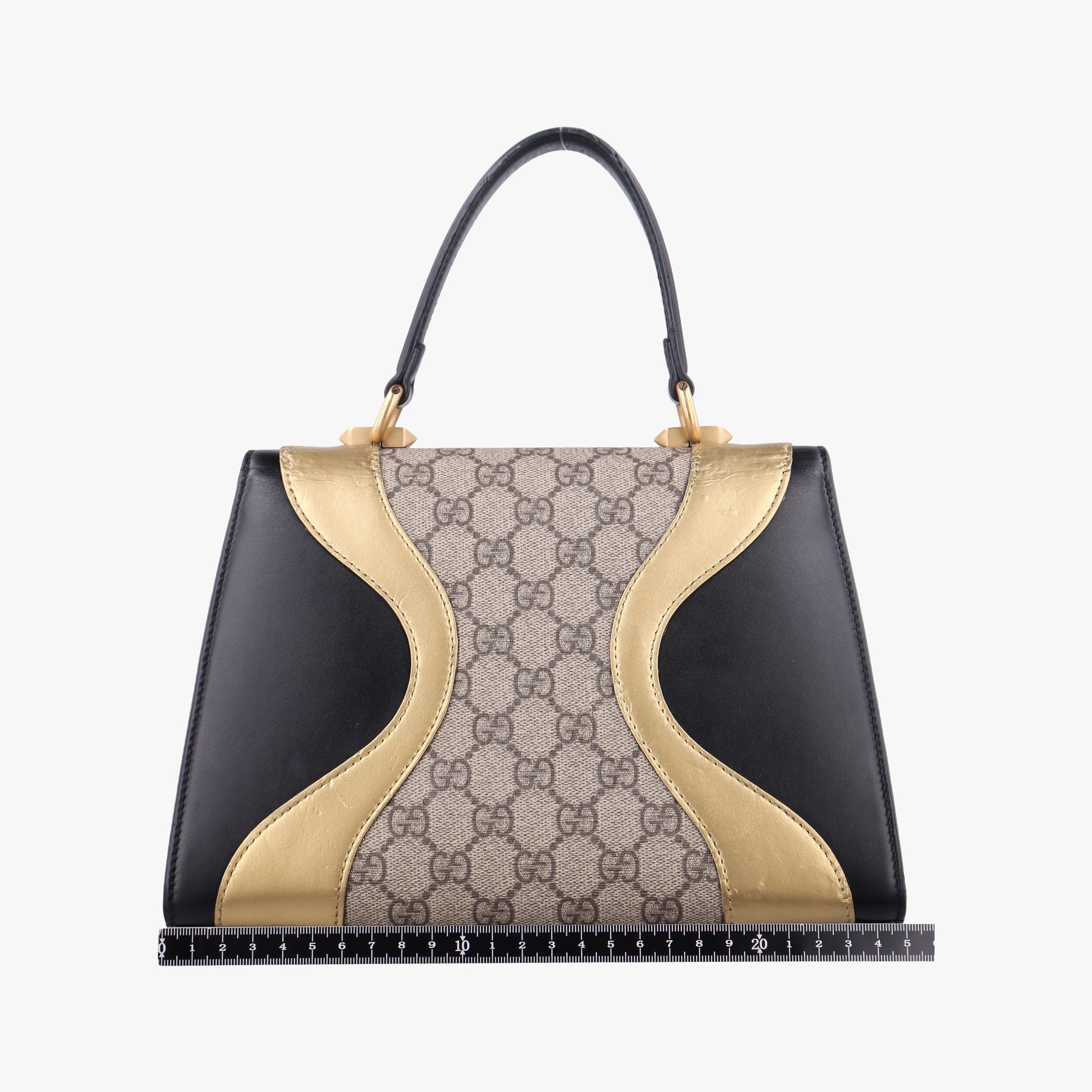 Pre-owned Gucci Osiride GG Supreme beige×Black×Golden PVC coated canvas×Leather 497996 shoulderbag | stylenewstar