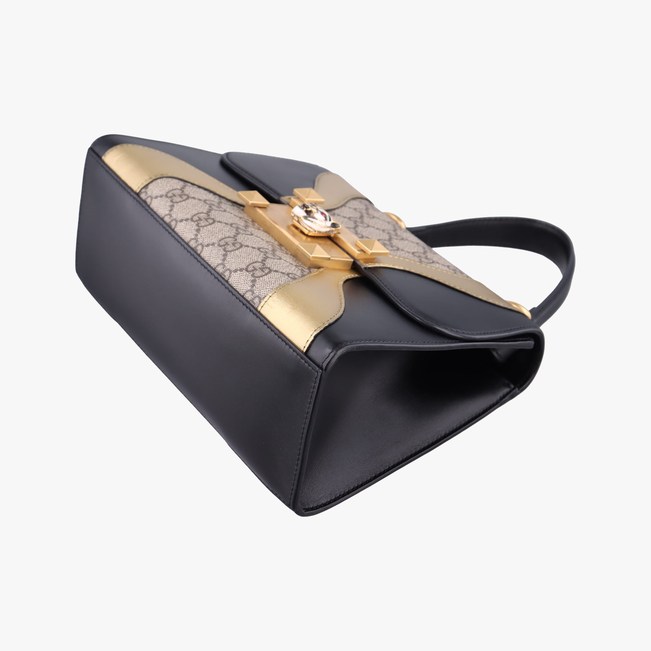 Pre-owned Gucci Osiride GG Supreme beige×Black×Golden PVC coated canvas×Leather 497996 shoulderbag | stylenewstar
