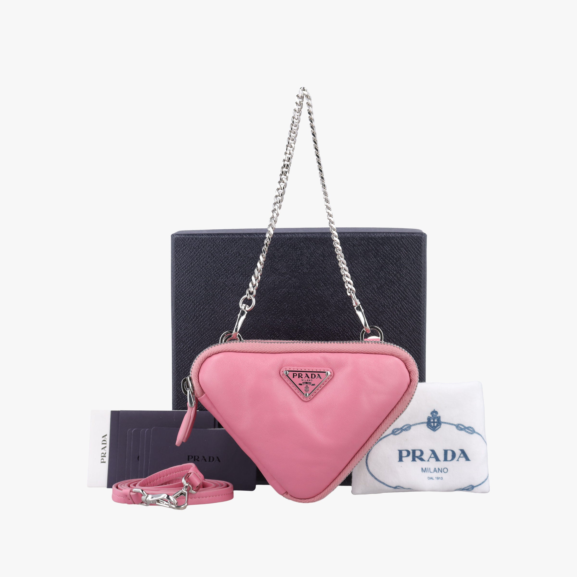Pre-owned Prada Triangle mini Pink Leather 1NR015 shoulderbag | stylenewstar