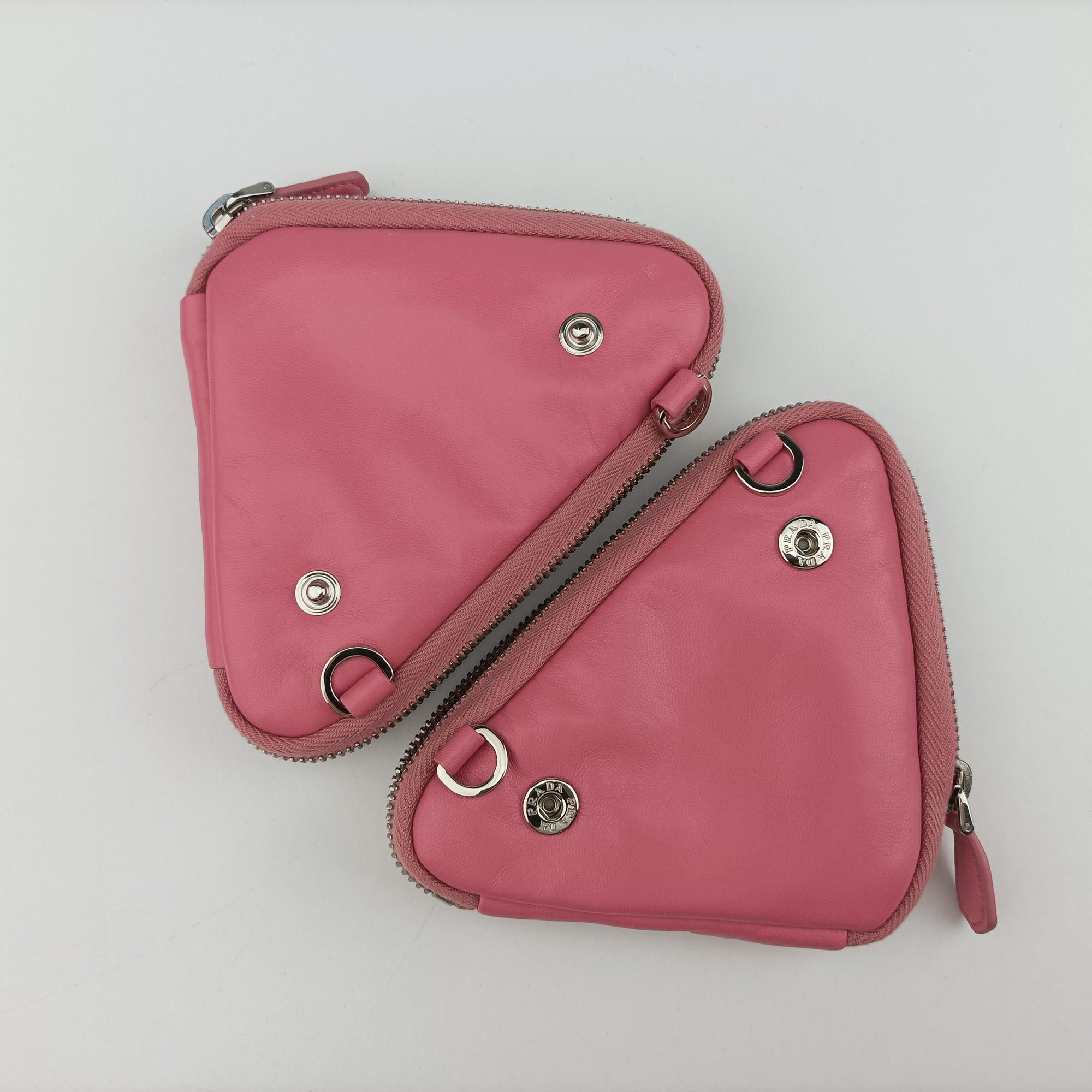 Pre-owned Prada Triangle mini Pink Leather 1NR015 shoulderbag | stylenewstar