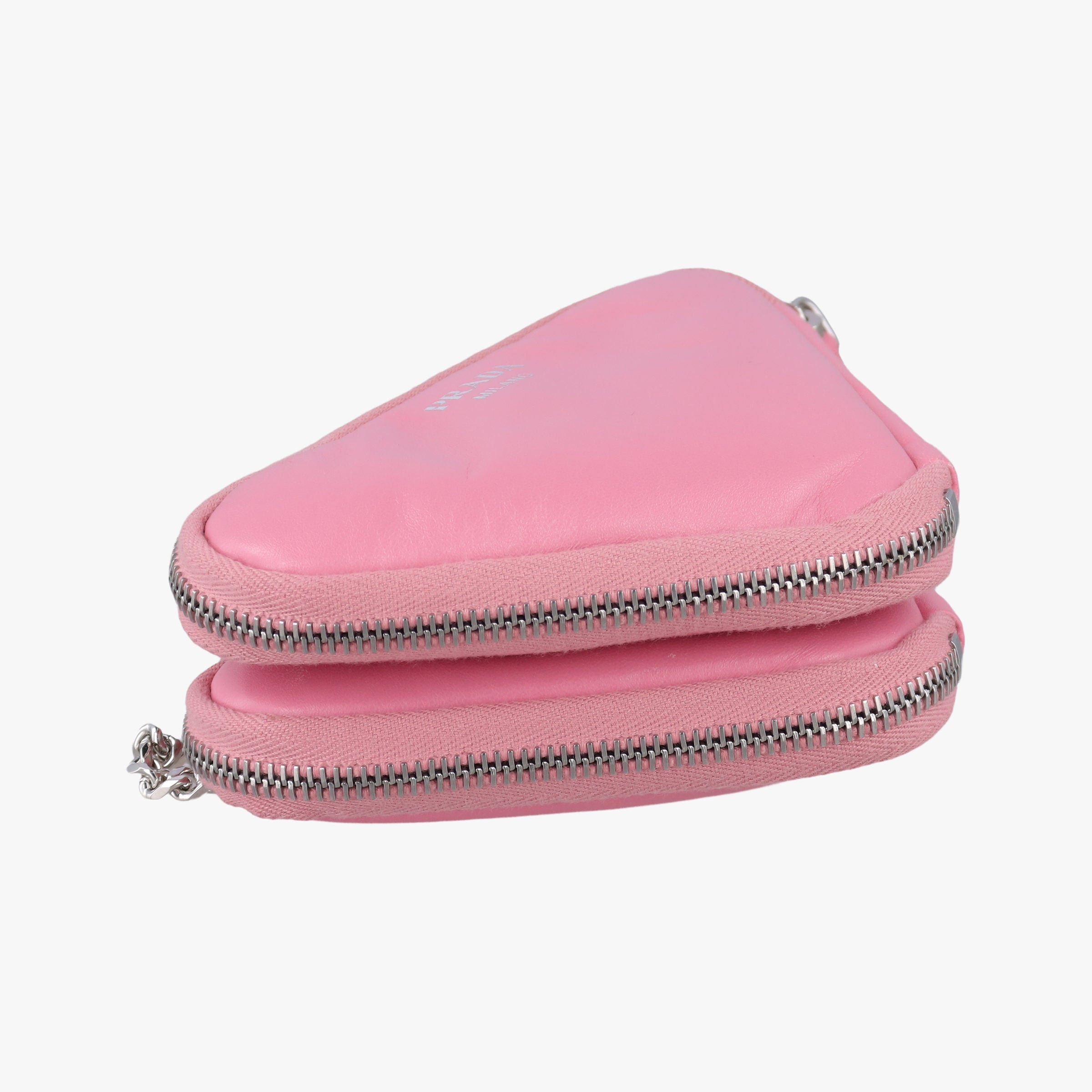 Pre-owned Prada Triangle mini Pink Leather 1NR015 shoulderbag | stylenewstar