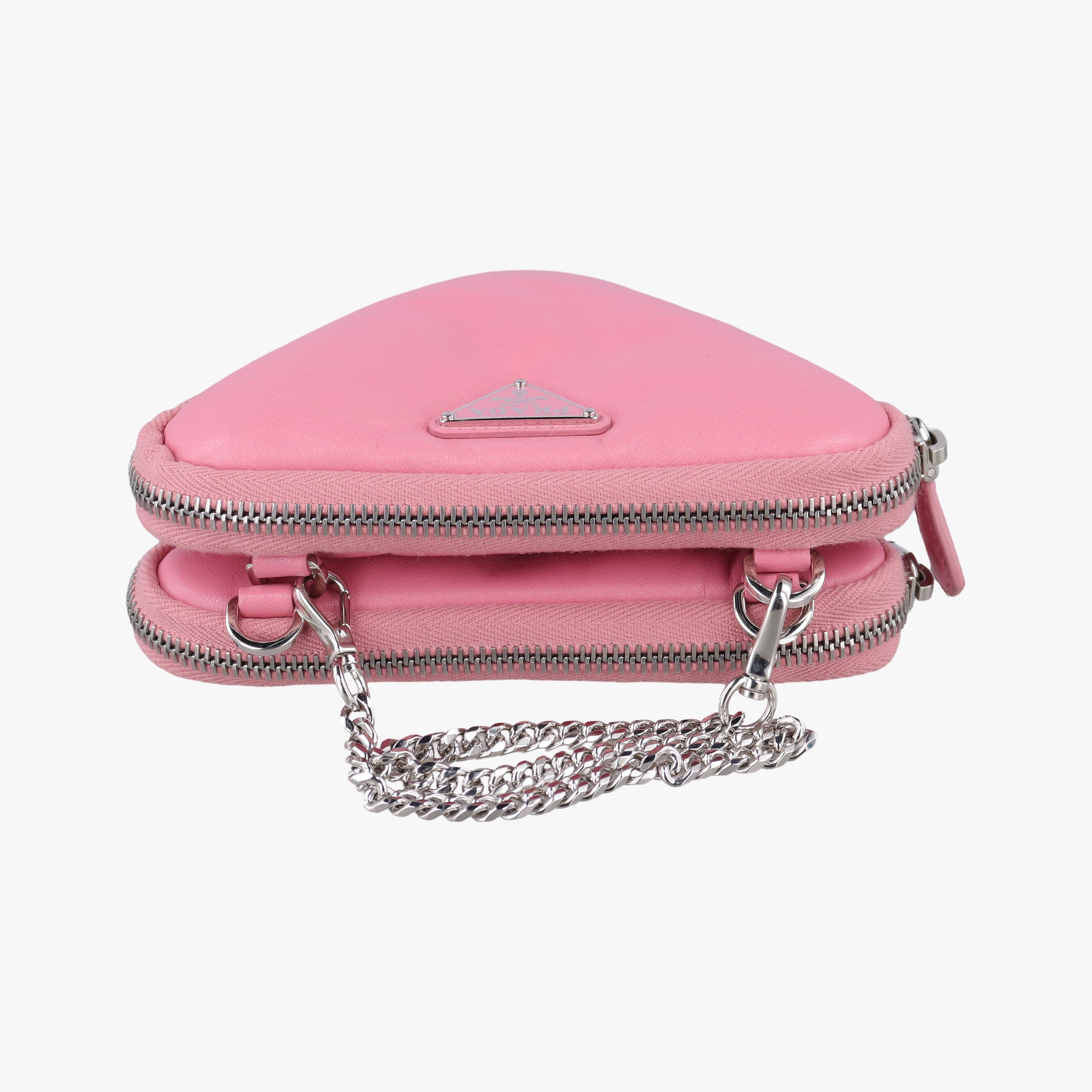 Pre-owned Prada Triangle mini Pink Leather 1NR015 shoulderbag | stylenewstar
