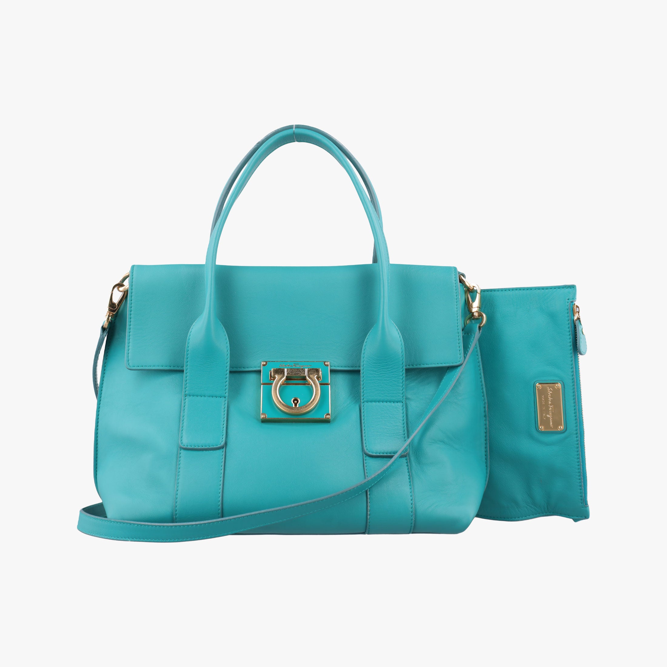 Pre-owned Ferragamo Sookie Blue Leather  shoulderbag | stylenewstar