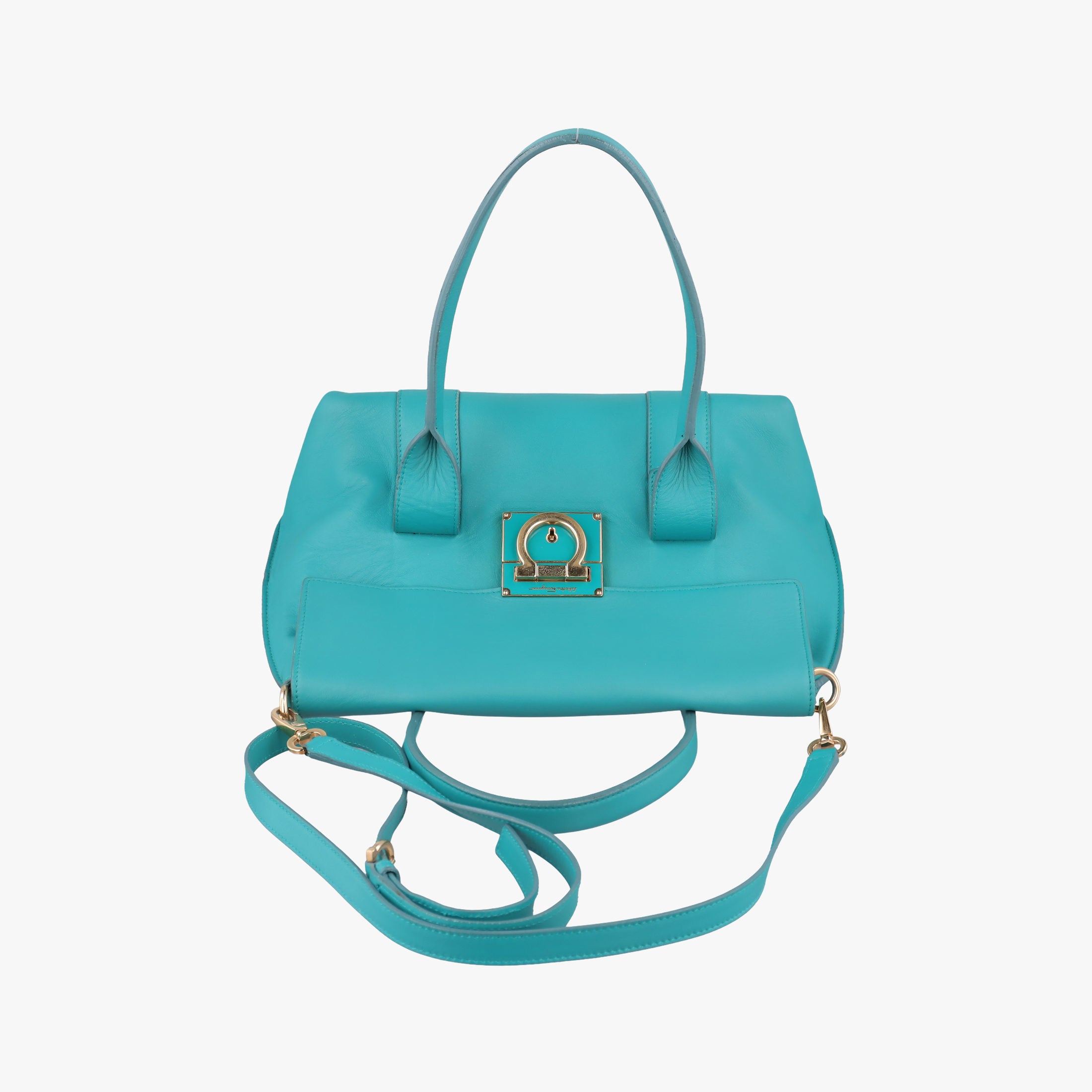 Pre-owned Ferragamo Sookie Blue Leather  shoulderbag | stylenewstar