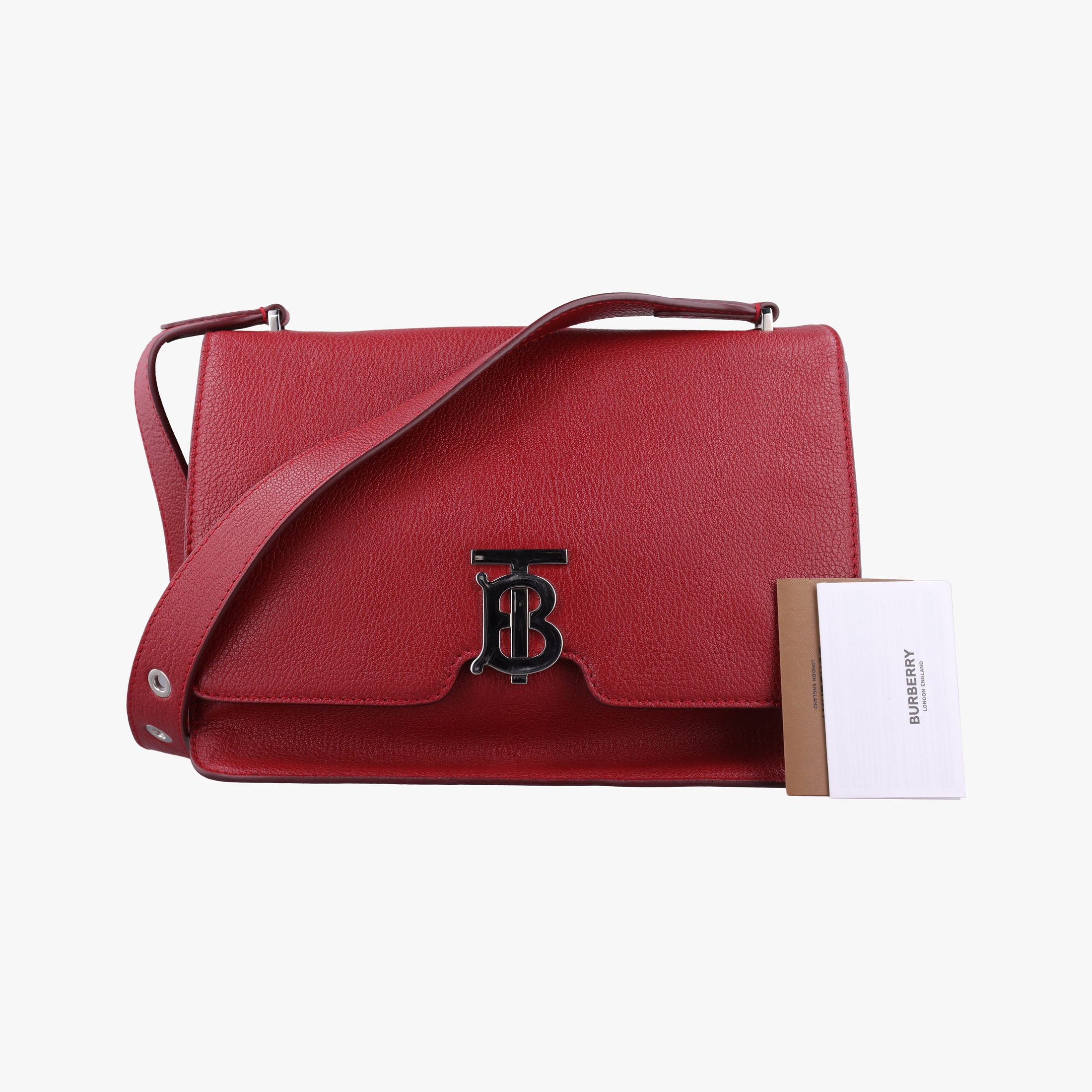 Pre-owned Burberry TB logo Red Leather  shoulderbag | stylenewstar