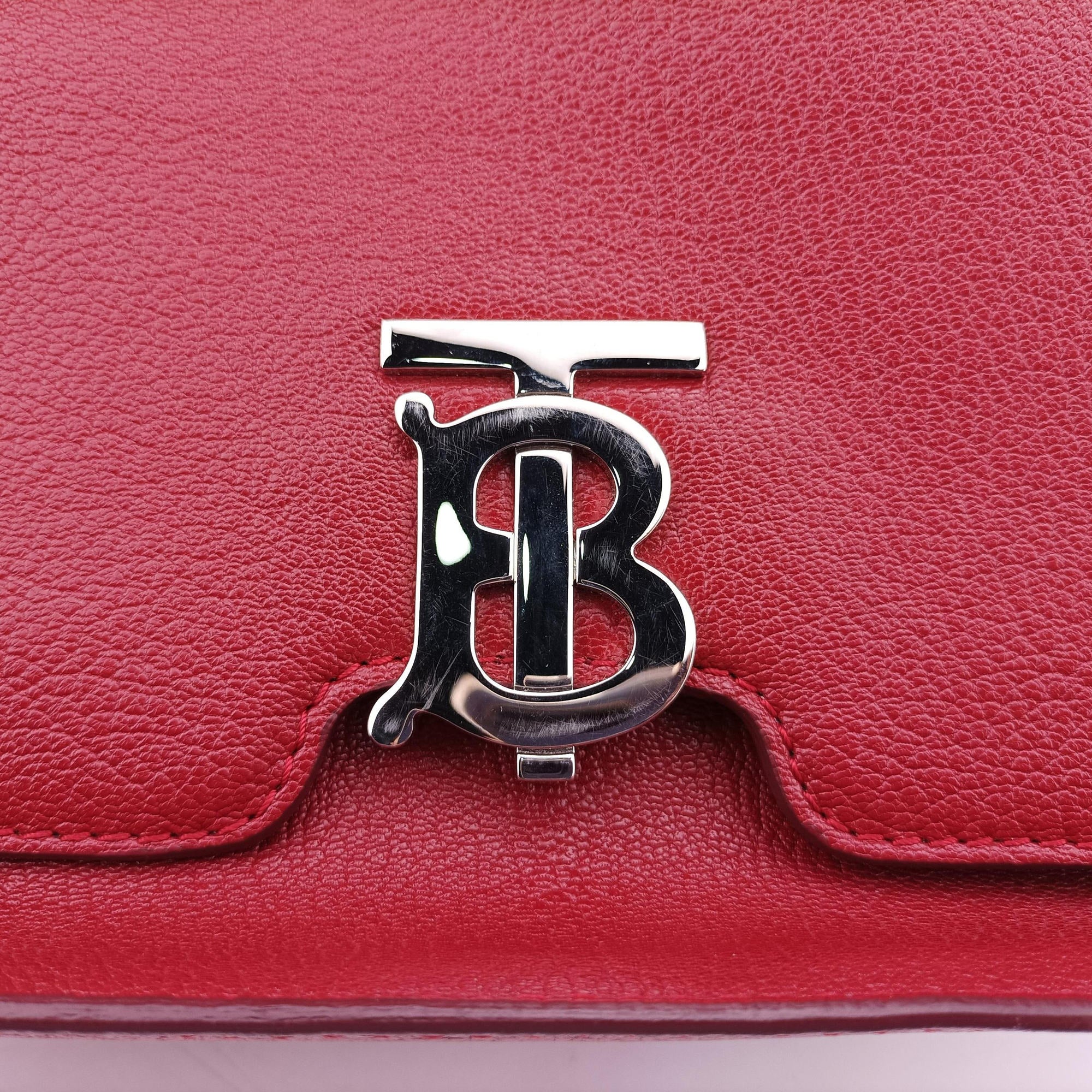 Pre-owned Burberry TB logo Red Leather  shoulderbag | stylenewstar