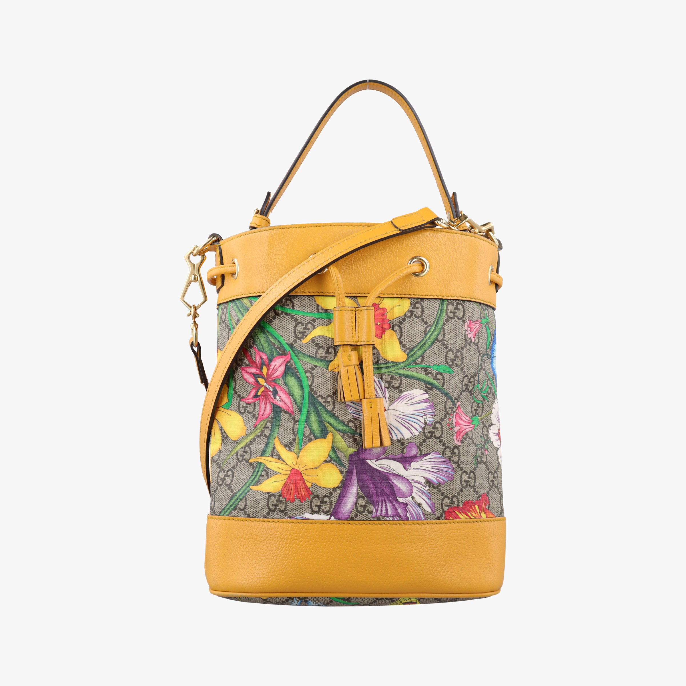 Secondhand Gucci Ophidia Yellow × Beige × Multicolor PVC coated canvas×Leather 550621 shoulderbag | stylenewstar