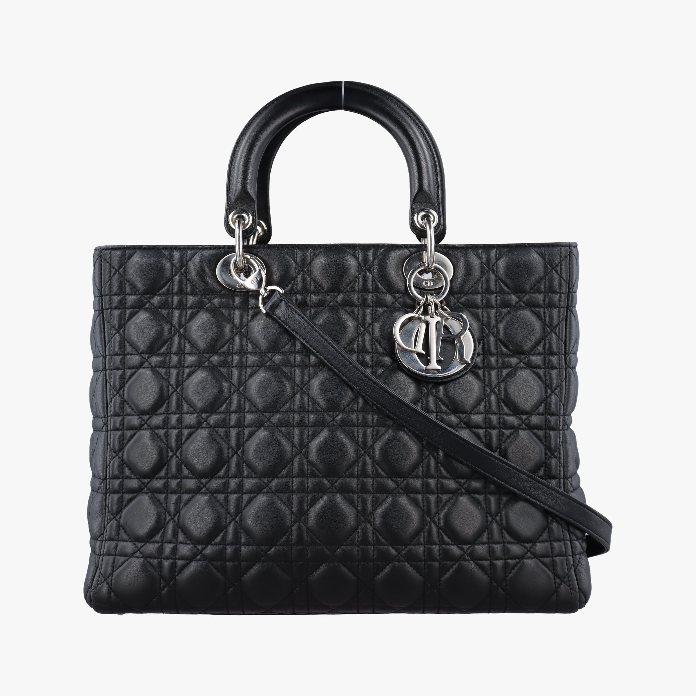 Pre-owned Christian Dior Lady Dior Black lambskin  shoulderbag | stylenewstar