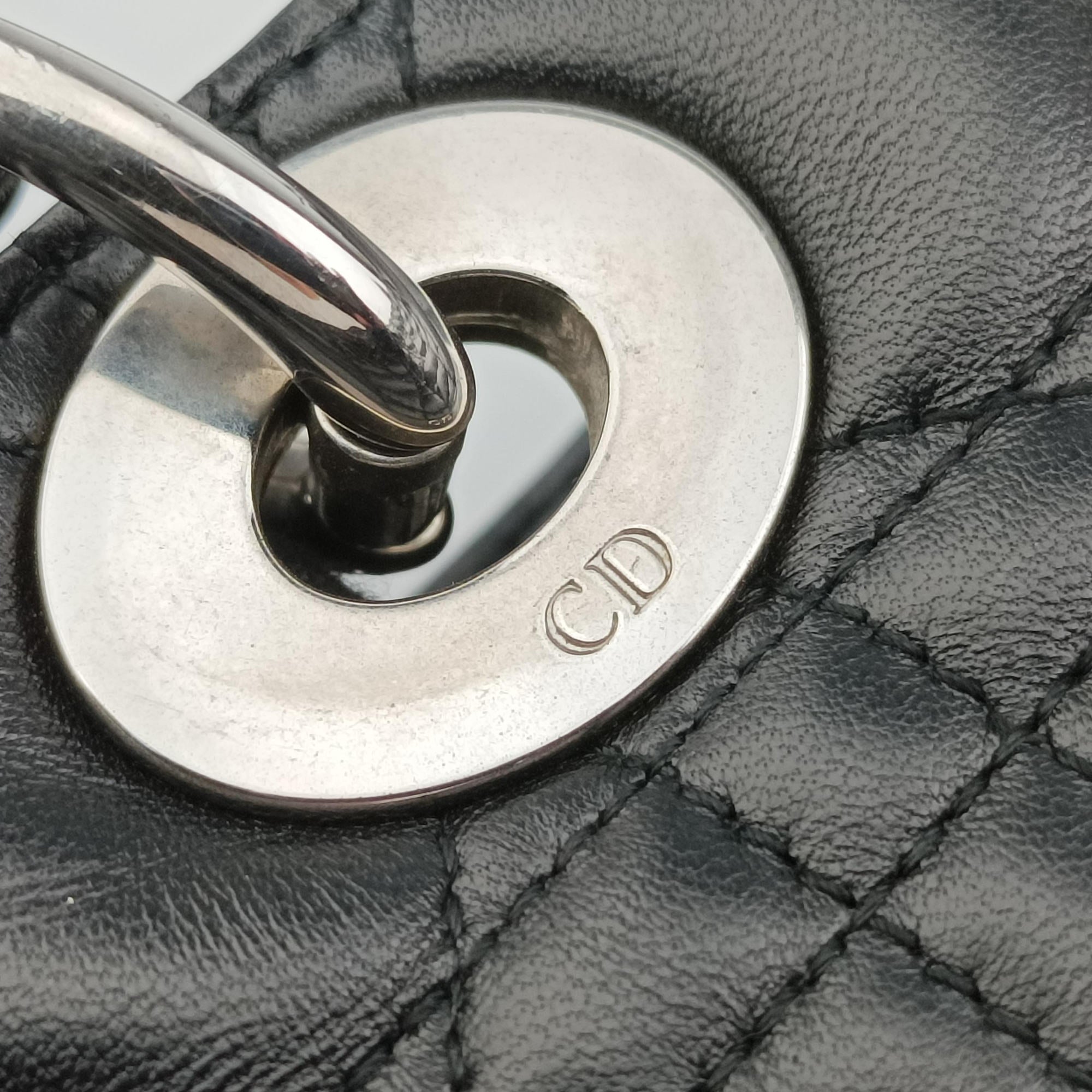 Pre-owned Christian Dior Lady Dior Black lambskin  shoulderbag | stylenewstar