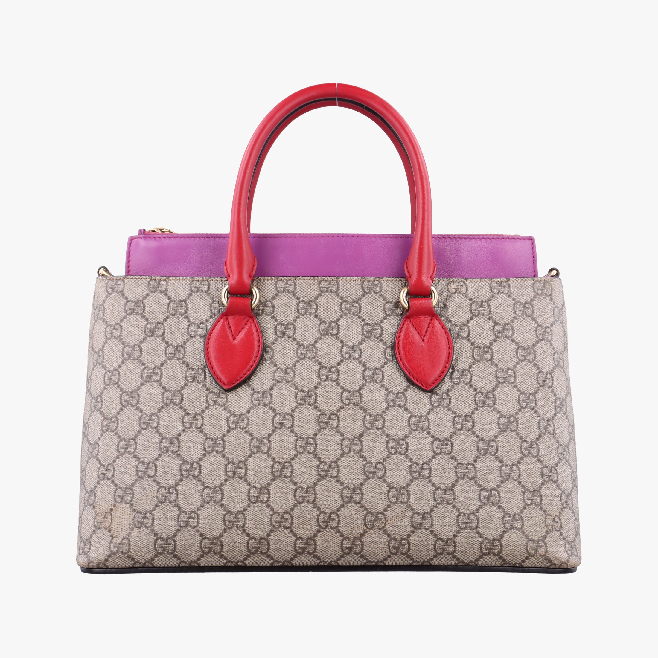 Pre-owned Gucci GG SUPREME Beige×Pink×Red PVC coated canvas×Leather 409534 handbag | stylenewstar