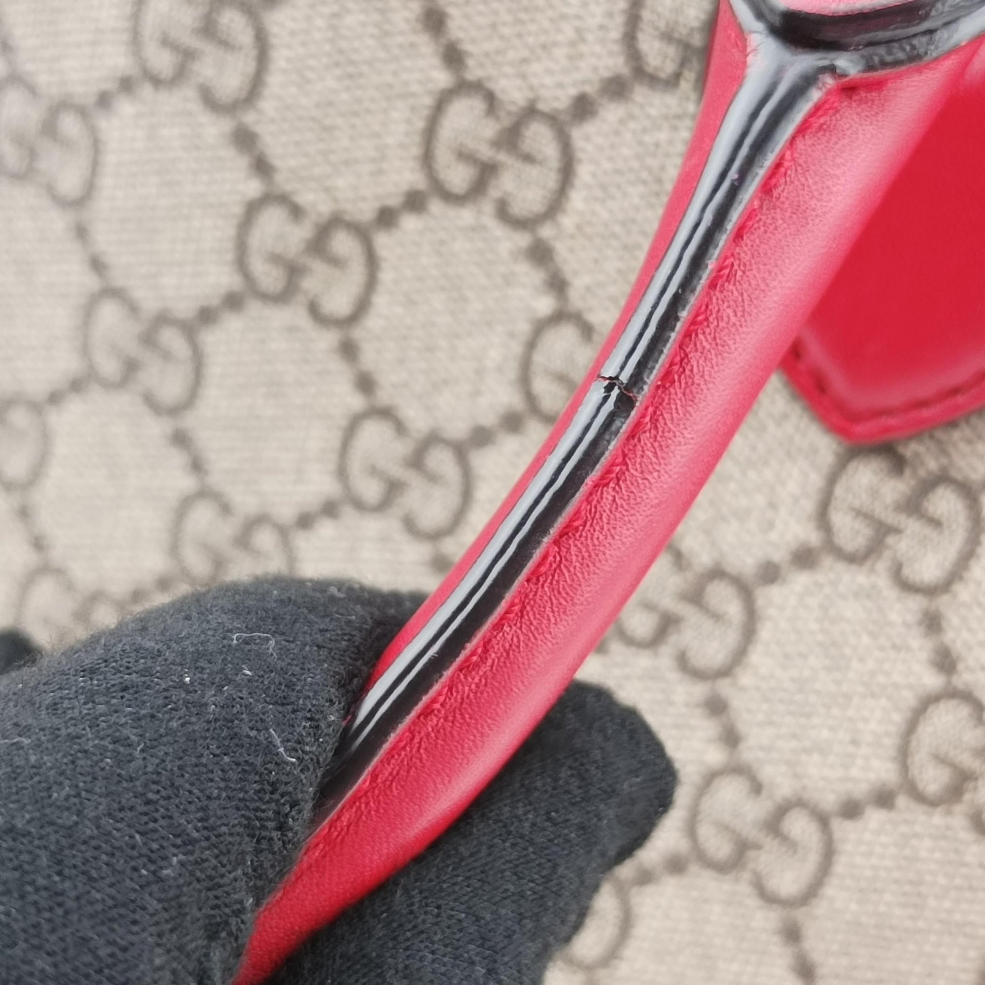 Pre-owned Gucci GG SUPREME Beige×Pink×Red PVC coated canvas×Leather 409534 handbag | stylenewstar