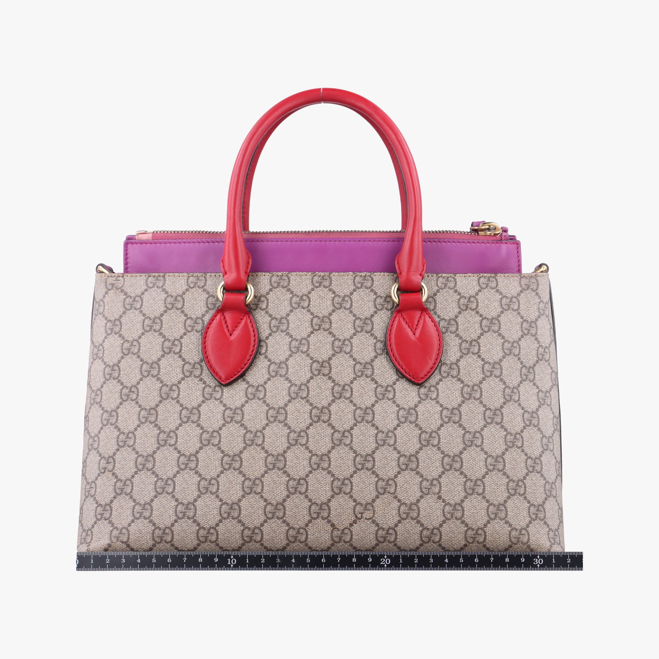 Pre-owned Gucci GG SUPREME Beige×Pink×Red PVC coated canvas×Leather 409534 handbag | stylenewstar