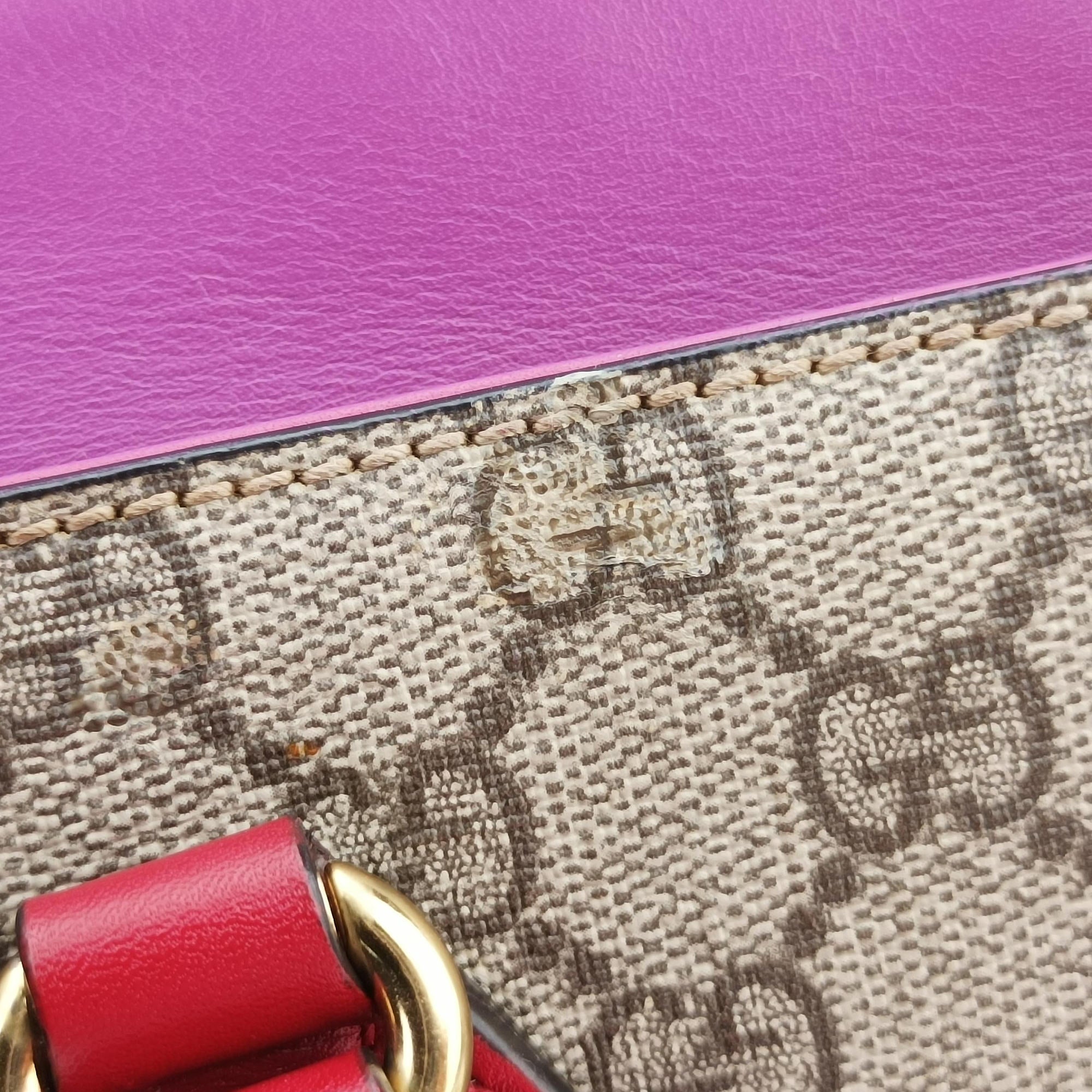 Pre-owned Gucci GG SUPREME Beige×Pink×Red PVC coated canvas×Leather 409534 handbag | stylenewstar