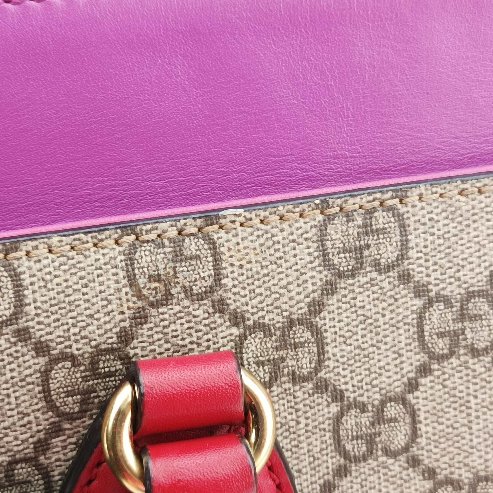 Pre-owned Gucci GG SUPREME Beige×Pink×Red PVC coated canvas×Leather 409534 handbag | stylenewstar