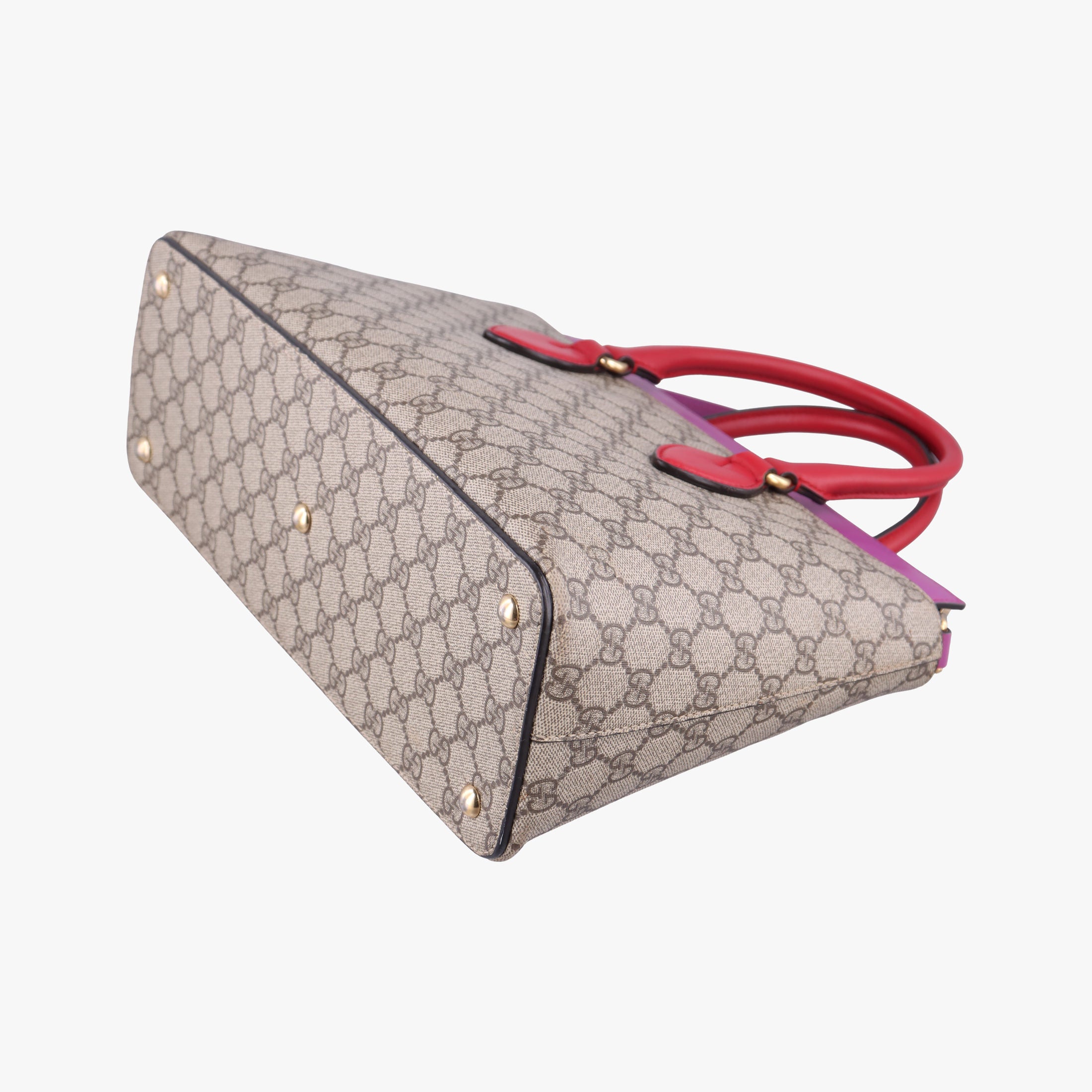 Pre-owned Gucci GG SUPREME Beige×Pink×Red PVC coated canvas×Leather 409534 handbag | stylenewstar