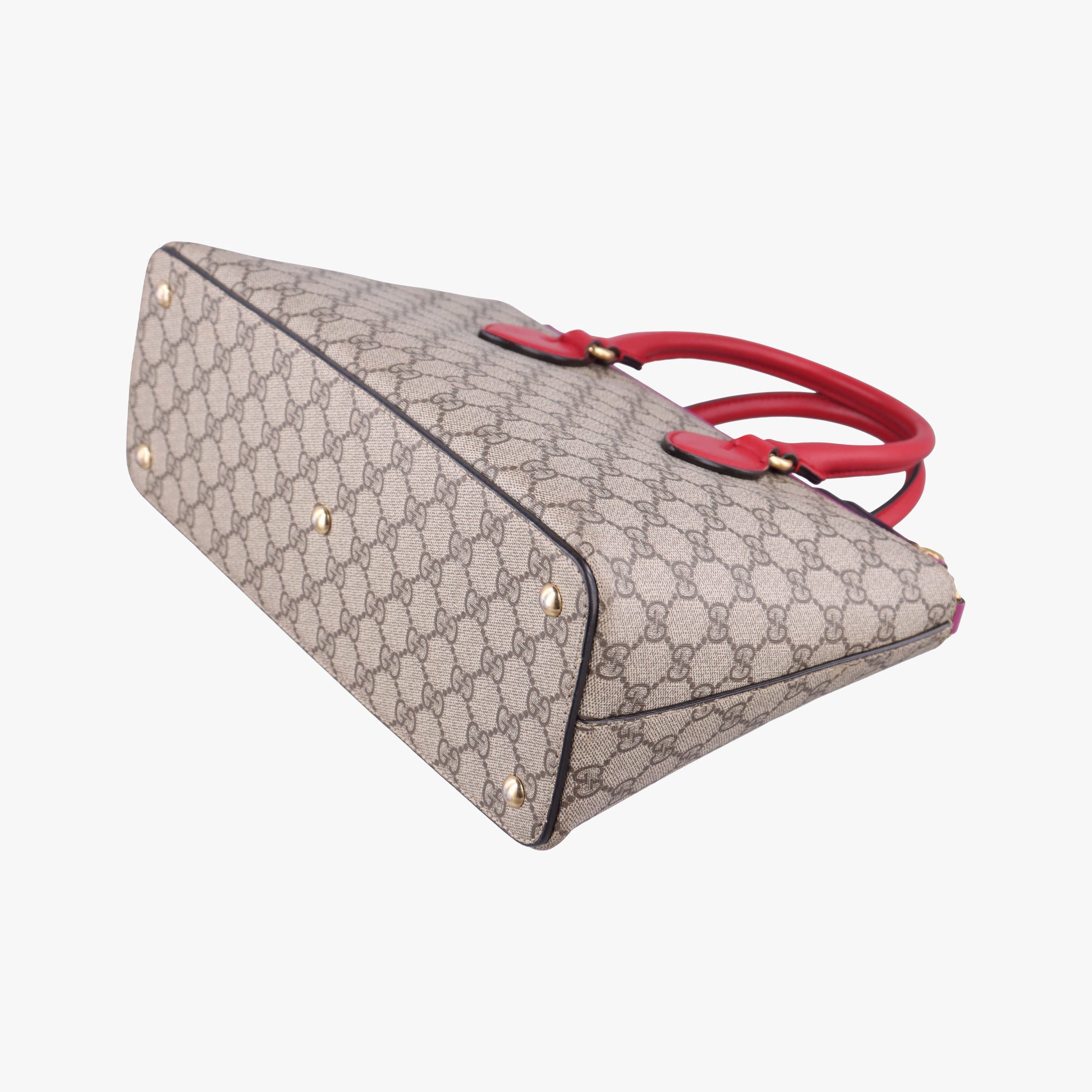 Pre-owned Gucci GG SUPREME Beige×Pink×Red PVC coated canvas×Leather 409534 handbag | stylenewstar