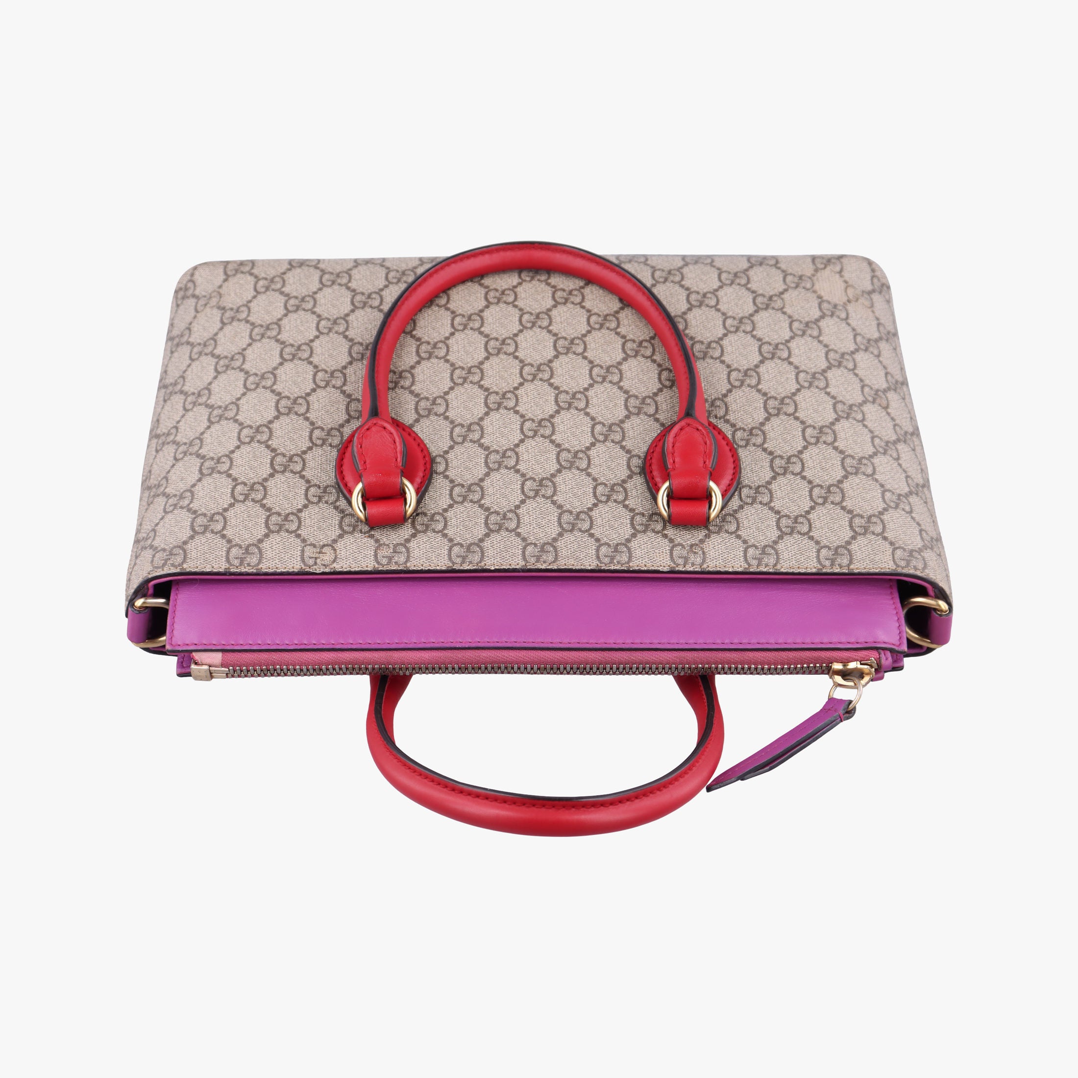 Pre-owned Gucci GG SUPREME Beige×Pink×Red PVC coated canvas×Leather 409534 handbag | stylenewstar