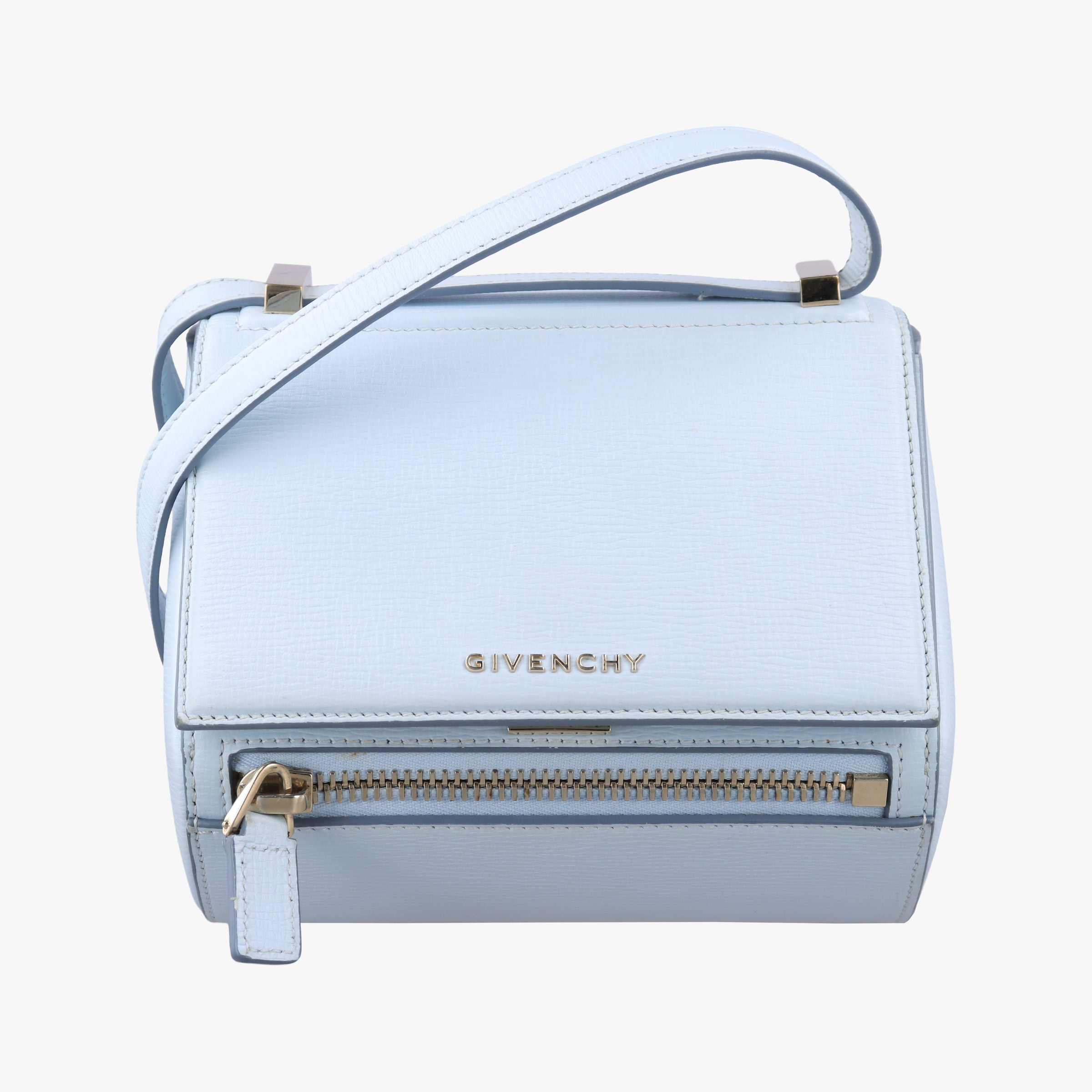 Pre-owned Givenchy Pandora Box Blue leather  shoulderbag | stylenewstar