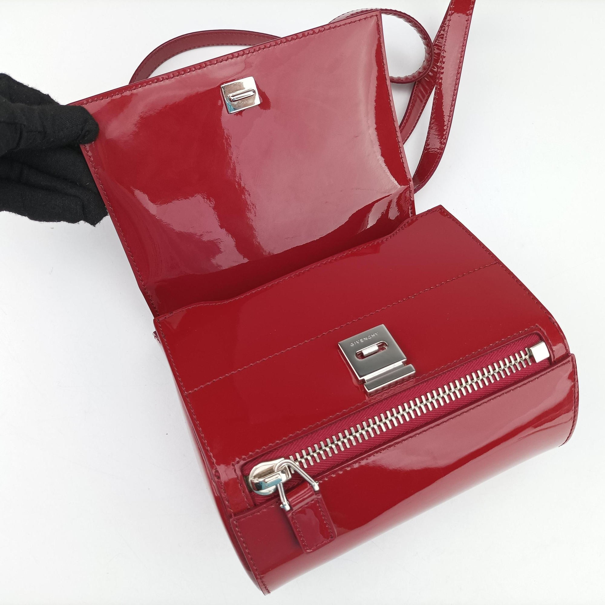 Pre-owned Givenchy Pandora Box Red Patent Leather  shoulderbag | stylenewstar