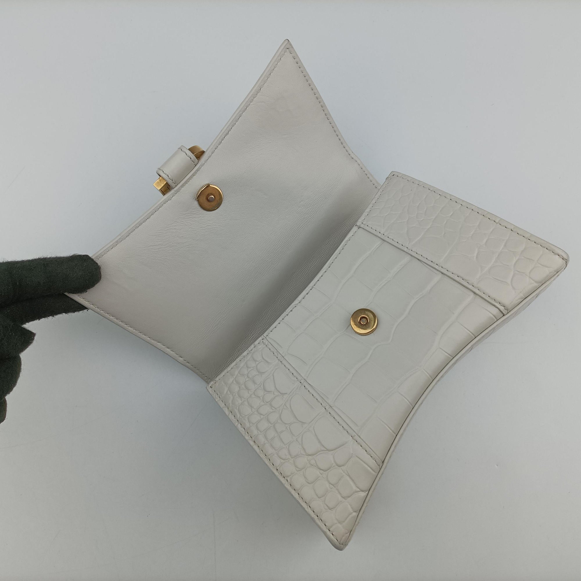 Pre-owned Balenciaga Hourglass mini White leather  shoulderbag | stylenewstar