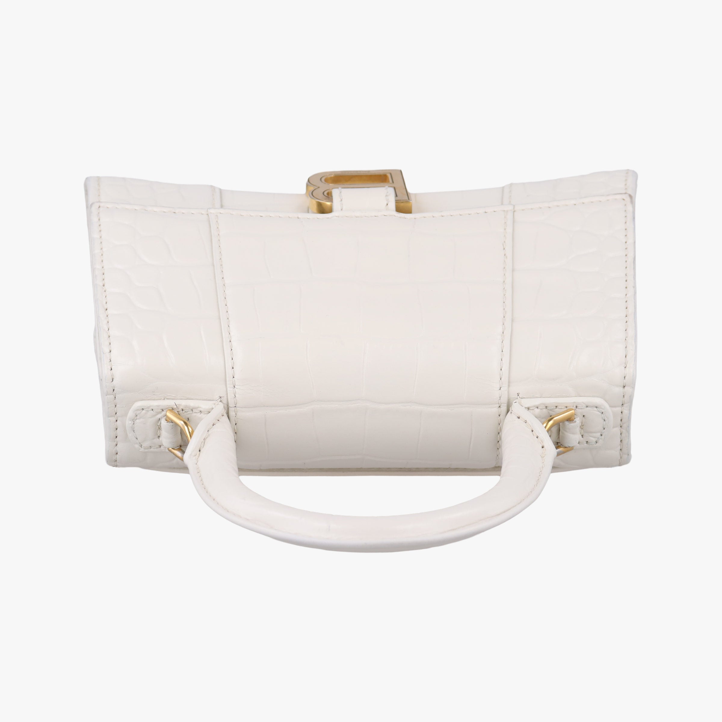 Pre-owned Balenciaga Hourglass mini White leather  shoulderbag | stylenewstar