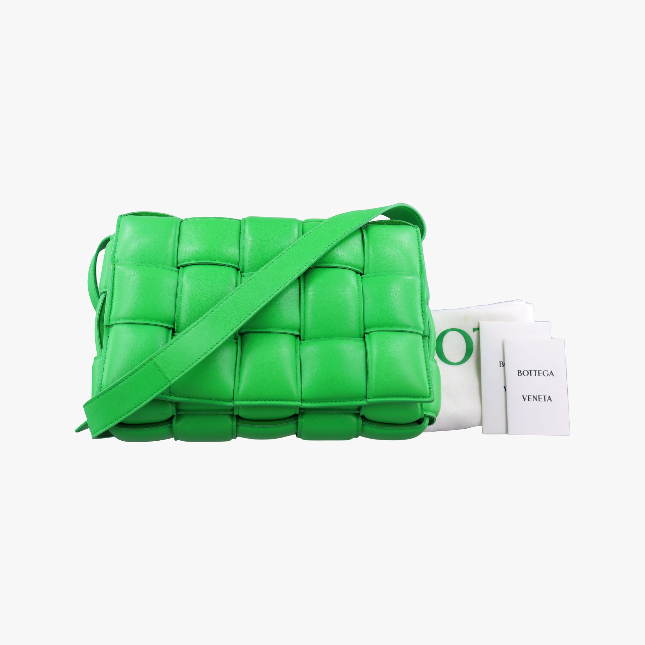 Pre-owned Bottega Veneta Padded Cassette Green lambskin  shoulderbag | stylenewstar