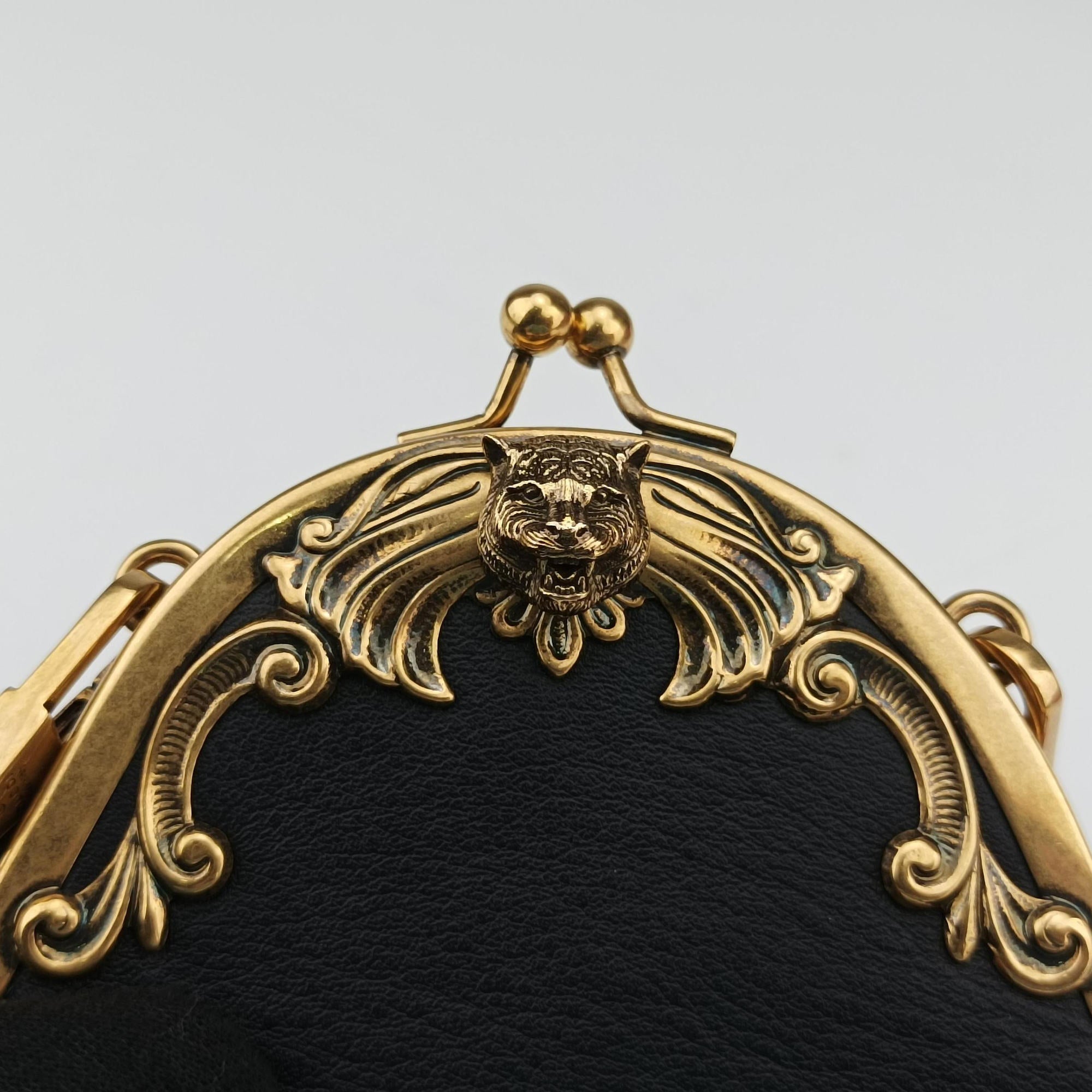 Secondhand Gucci Animalier Mini Frame Bag Black Leather 488428 shoulderbag | stylenewstar