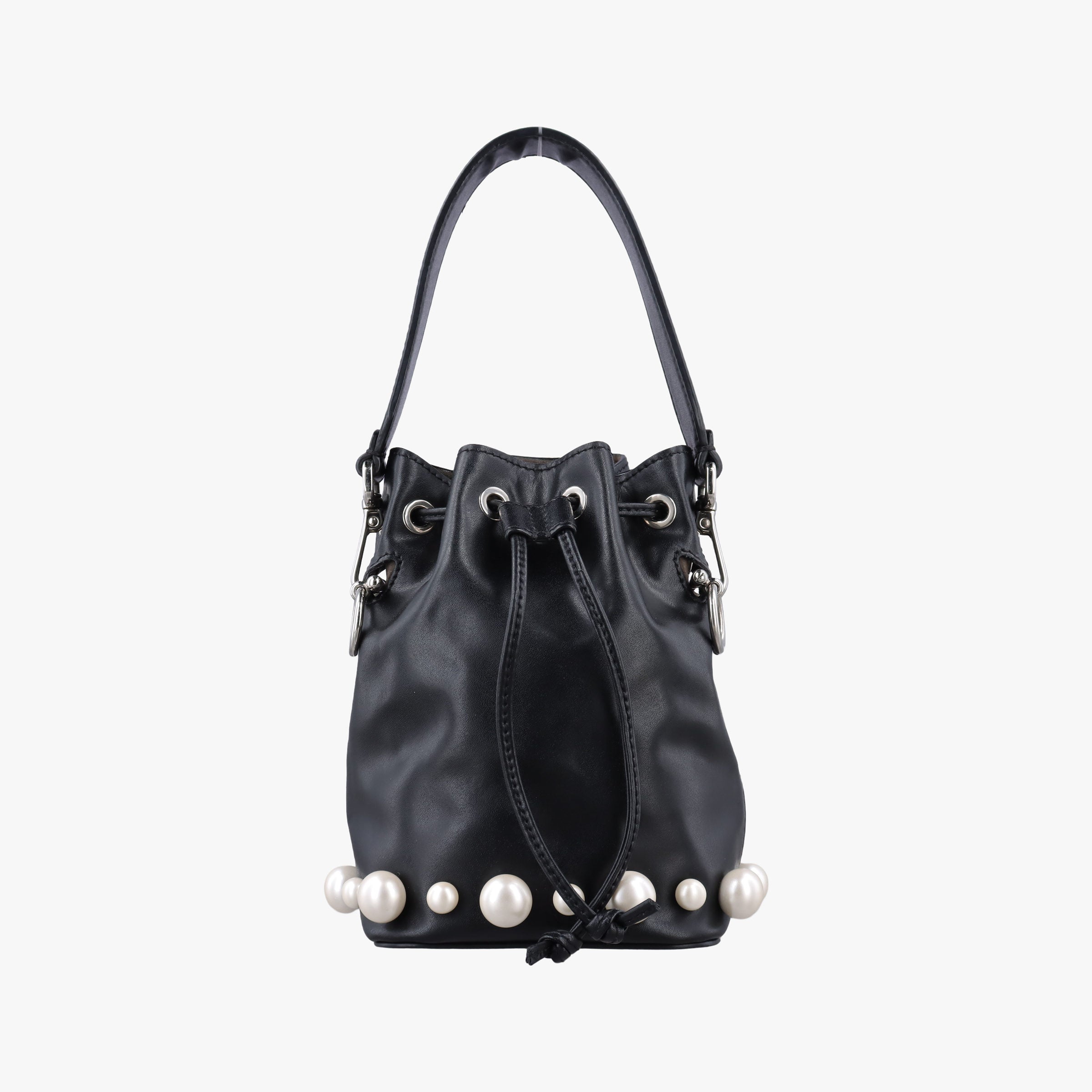 Secondhand Fendi Mon Tresor Mini Bucket Black Leather 8BS010 handbag | stylenewstar