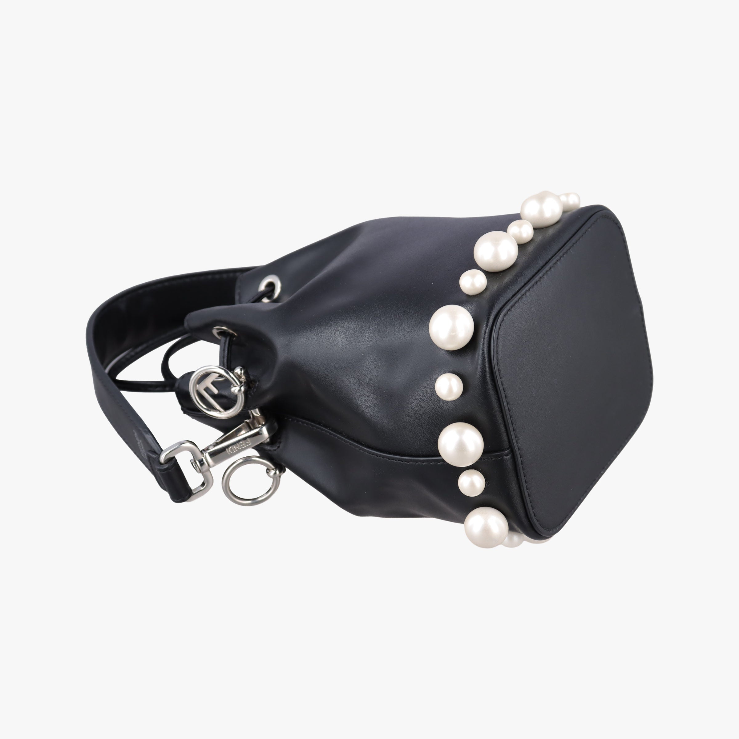 Secondhand Fendi Mon Tresor Mini Bucket Black Leather 8BS010 handbag | stylenewstar