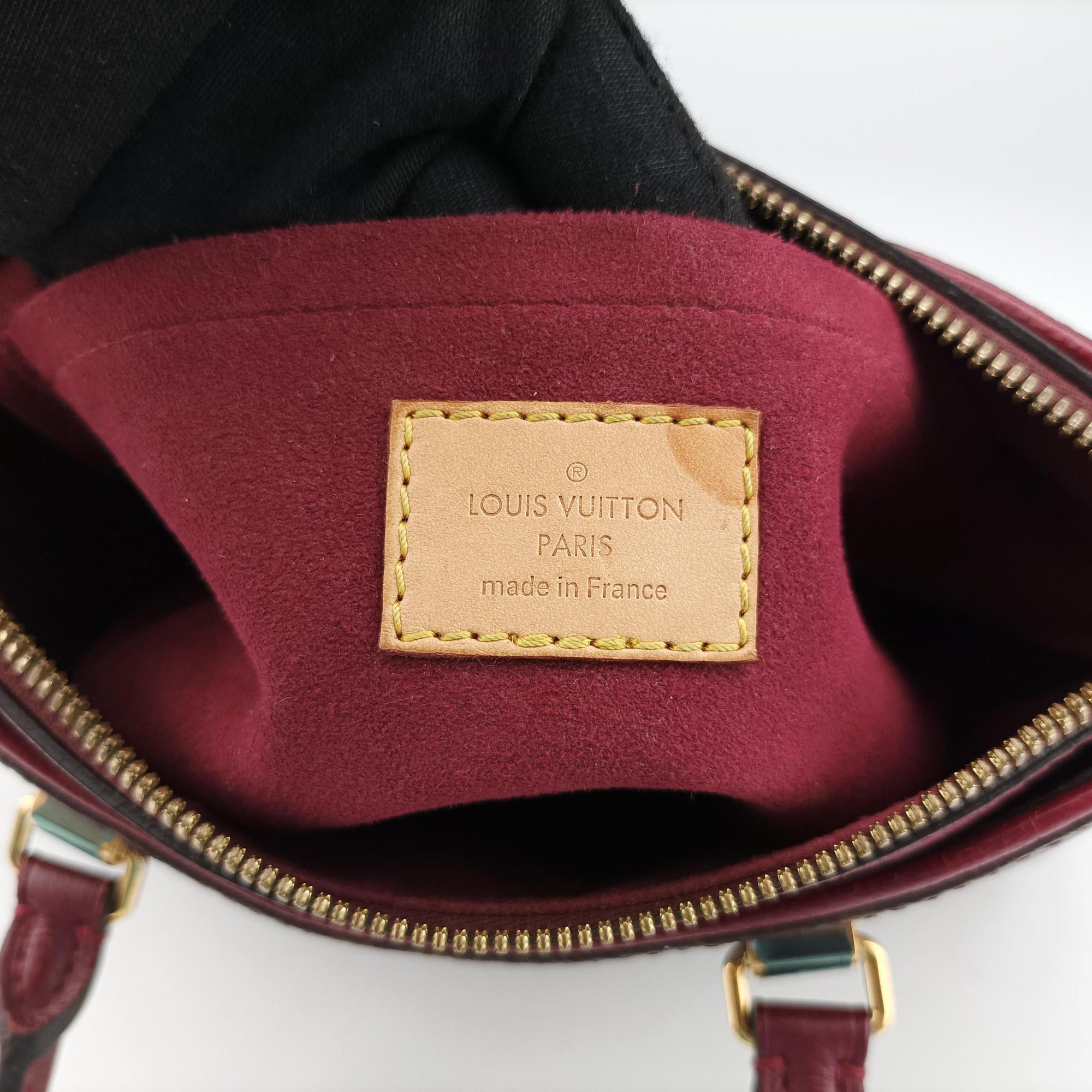 Pre-owned Louis Vuitton PALLAS brown×CERISE Monogram Canvas×calf leather M41175 shoulderbag | stylenewstar