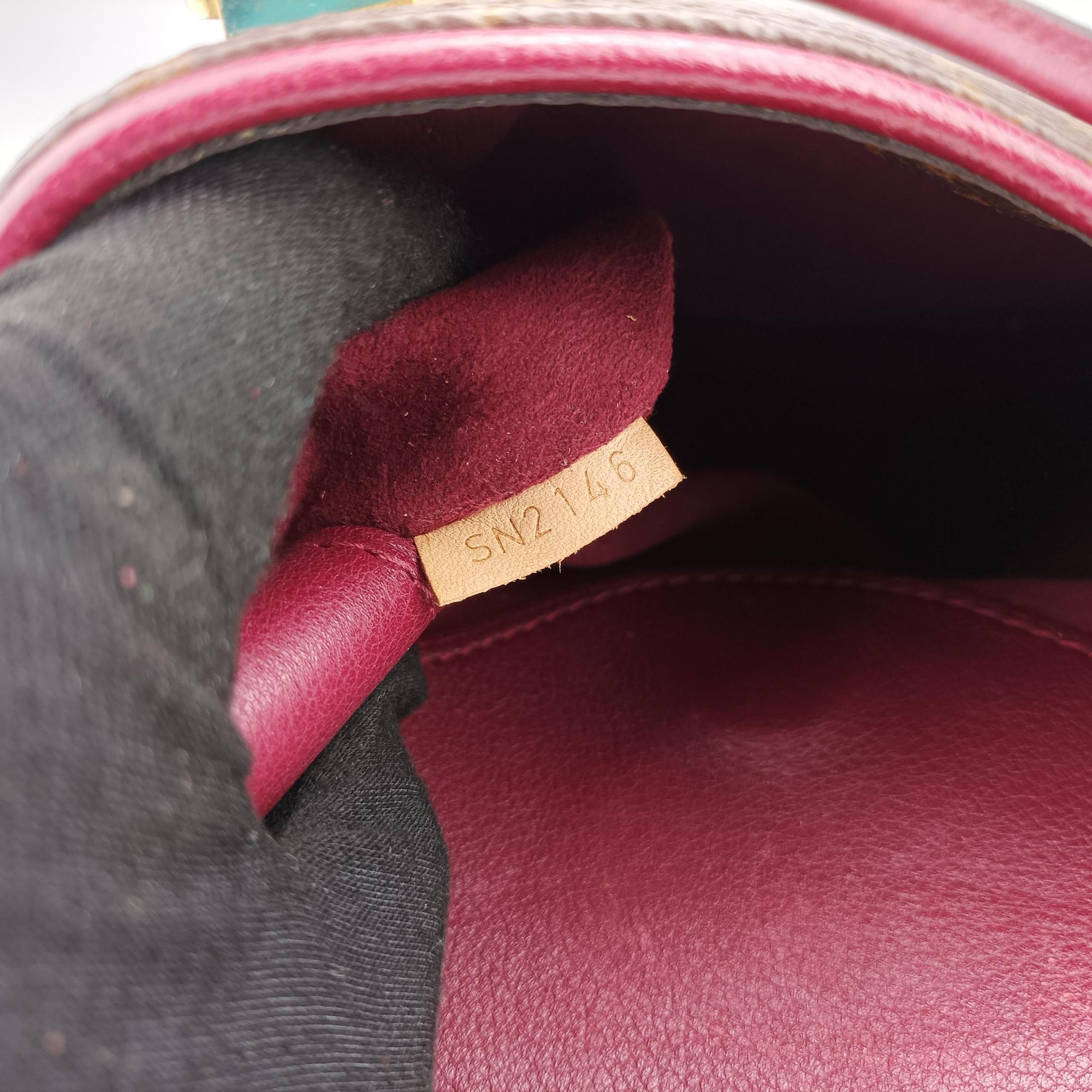 Pre-owned Louis Vuitton PALLAS brown×CERISE Monogram Canvas×calf leather M41175 shoulderbag | stylenewstar