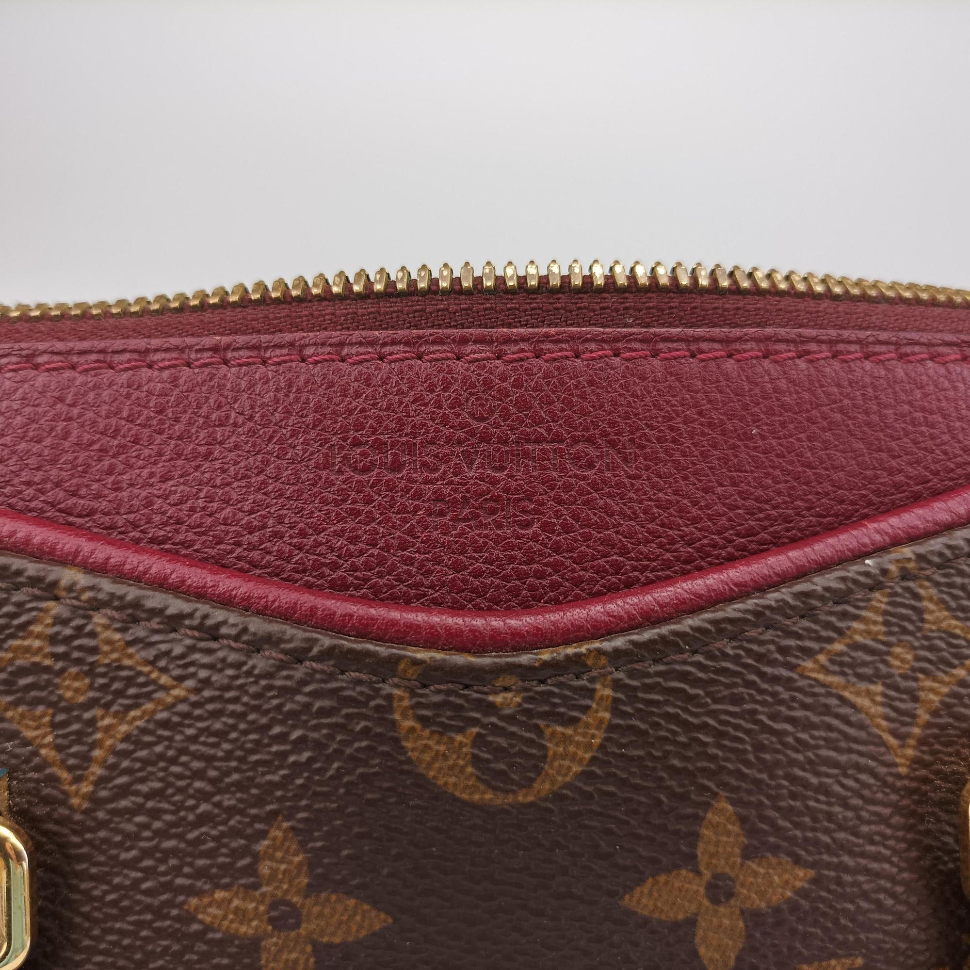 Pre-owned Louis Vuitton PALLAS brown×CERISE Monogram Canvas×calf leather M41175 shoulderbag | stylenewstar