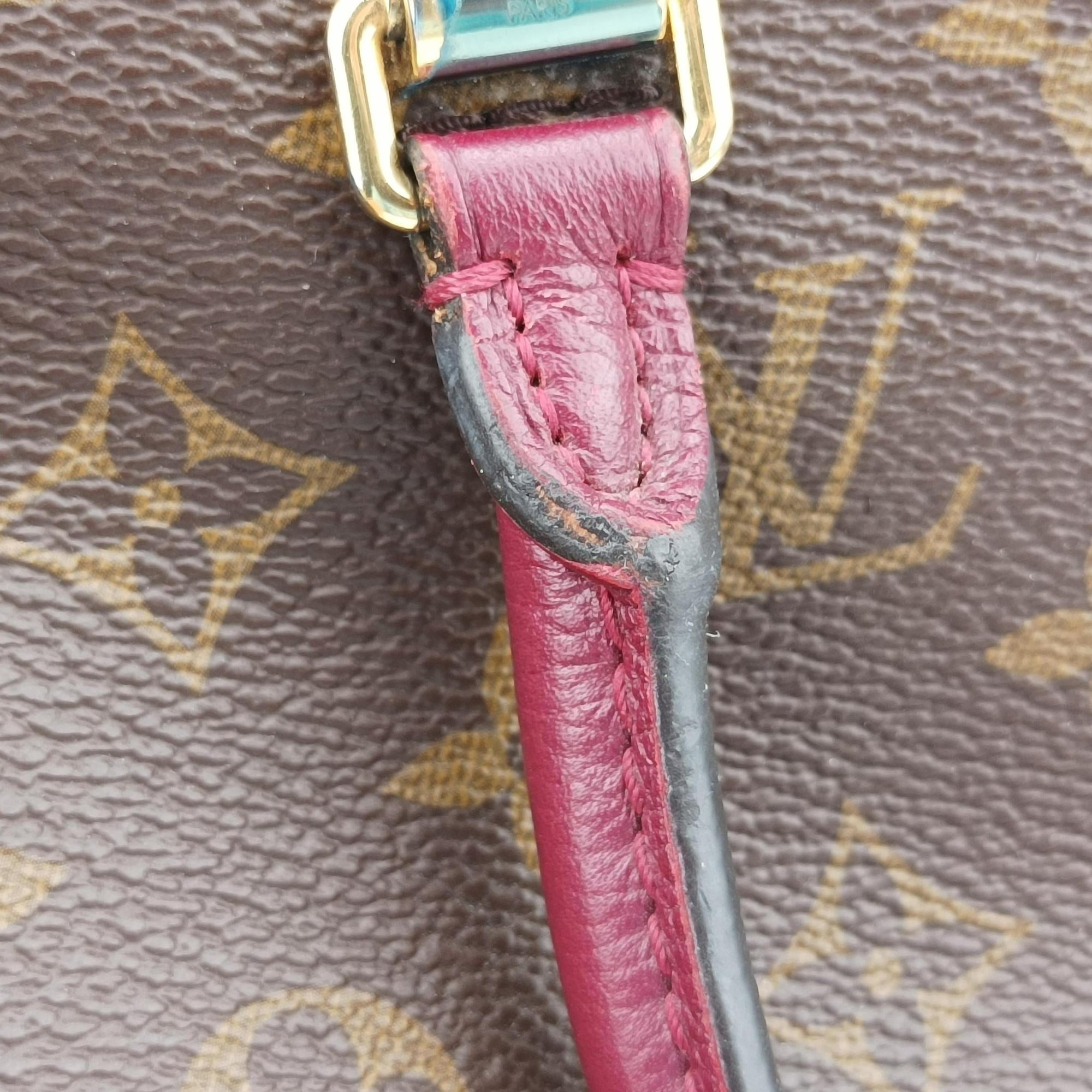 Pre-owned Louis Vuitton PALLAS brown×CERISE Monogram Canvas×calf leather M41175 shoulderbag | stylenewstar