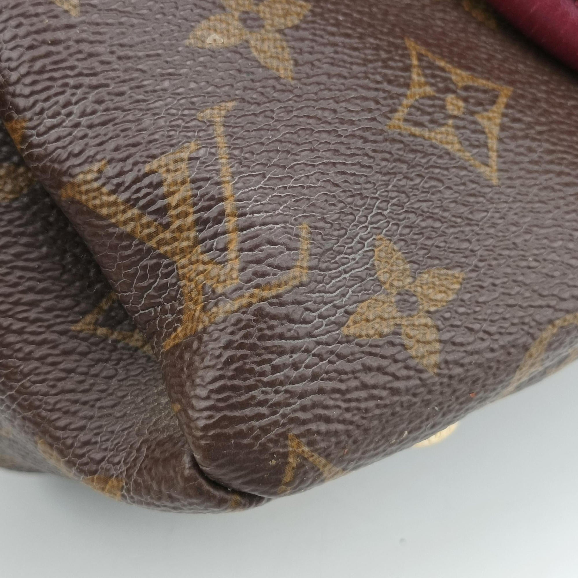 Pre-owned Louis Vuitton PALLAS brown×CERISE Monogram Canvas×calf leather M41175 shoulderbag | stylenewstar